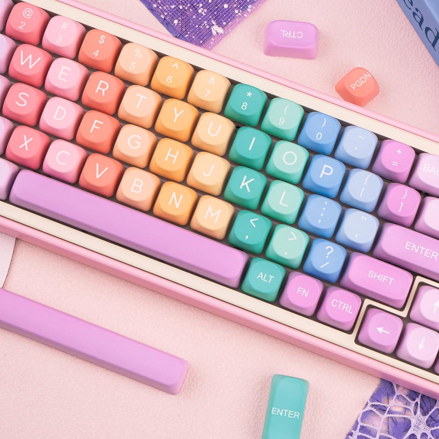 Juego de Teclas PBT Caramelo Arcoíris MOA para Teclados Mecánicos