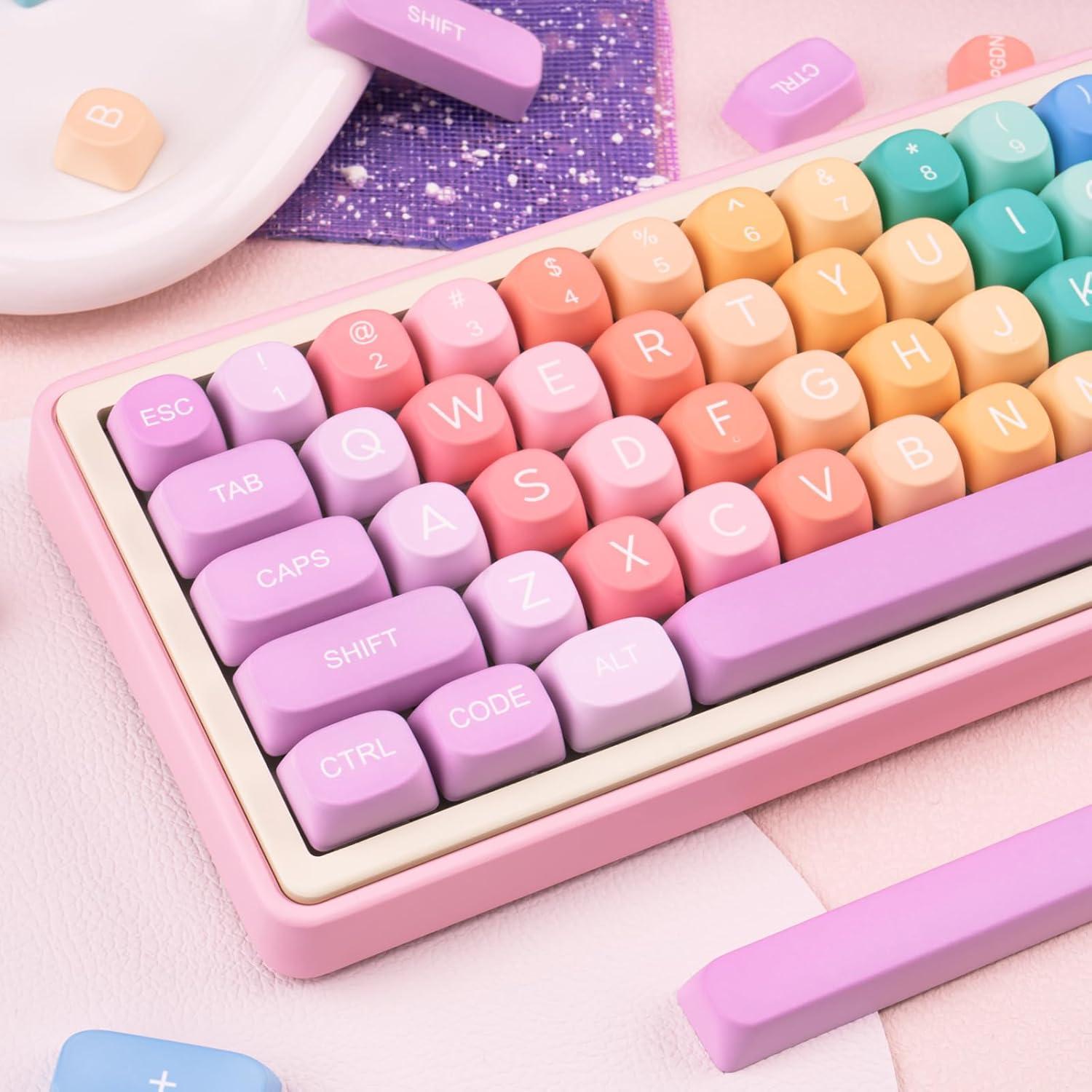 Juego de Teclas PBT Caramelo Arcoíris MOA para Teclados Mecánicos