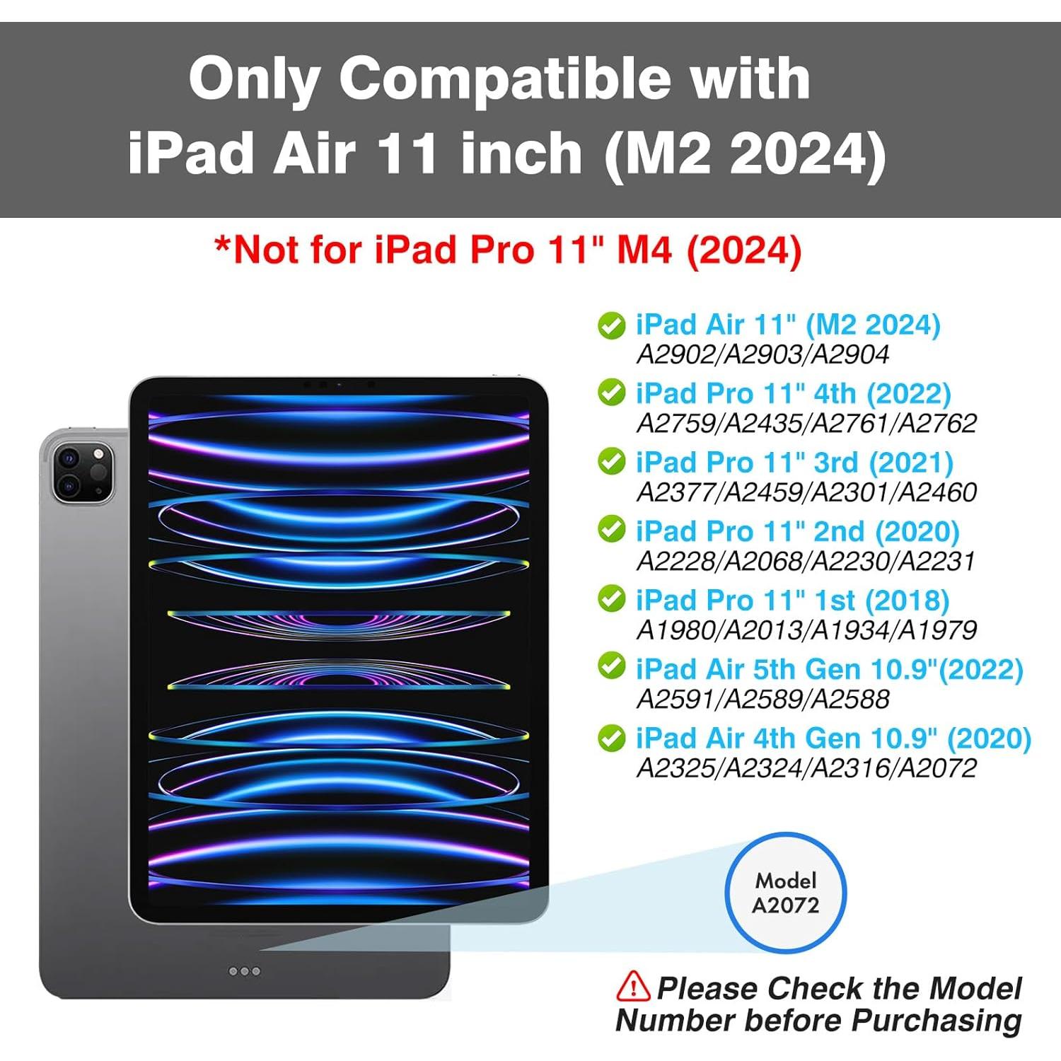 Funda con Teclado Inalámbrico OYEEICE para iPad Air 11" M2/5/4/Pro 11" - Negro