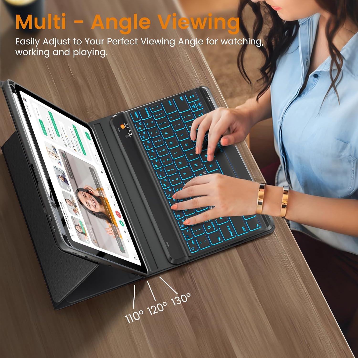 Funda con Teclado Inalámbrico OYEEICE para iPad Air 11" M2/5/4/Pro 11" - Negro