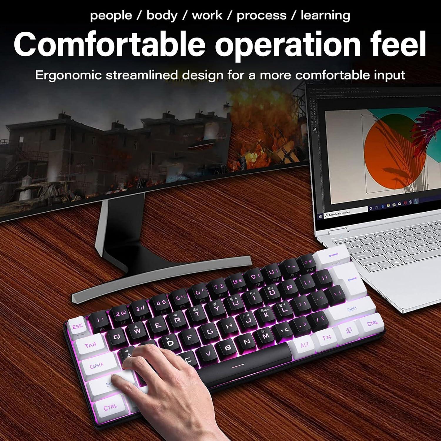 Teclado Gaming Mecánico RGB Mini Yanmis 61 Teclas Ergonómico