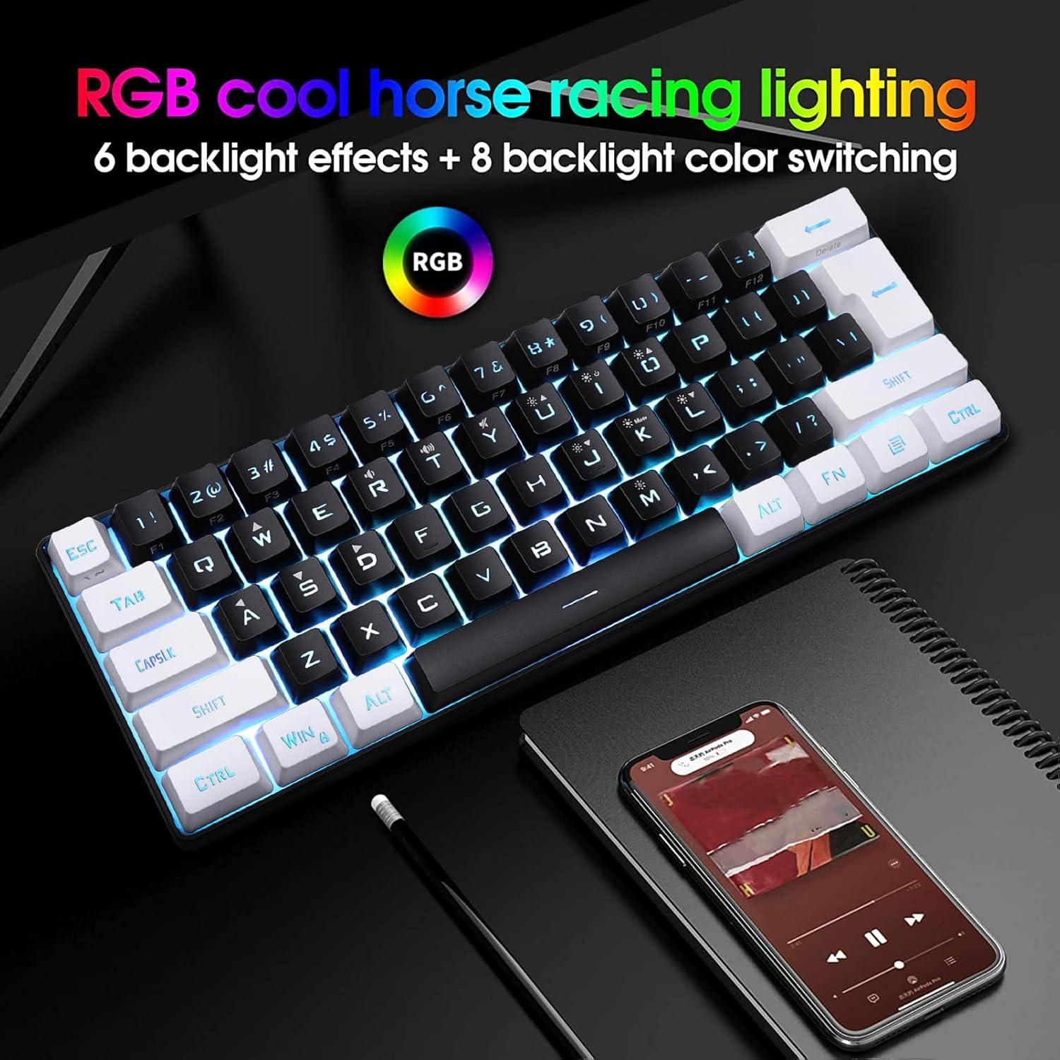 Teclado Gaming Mecánico RGB Mini Yanmis 61 Teclas Ergonómico