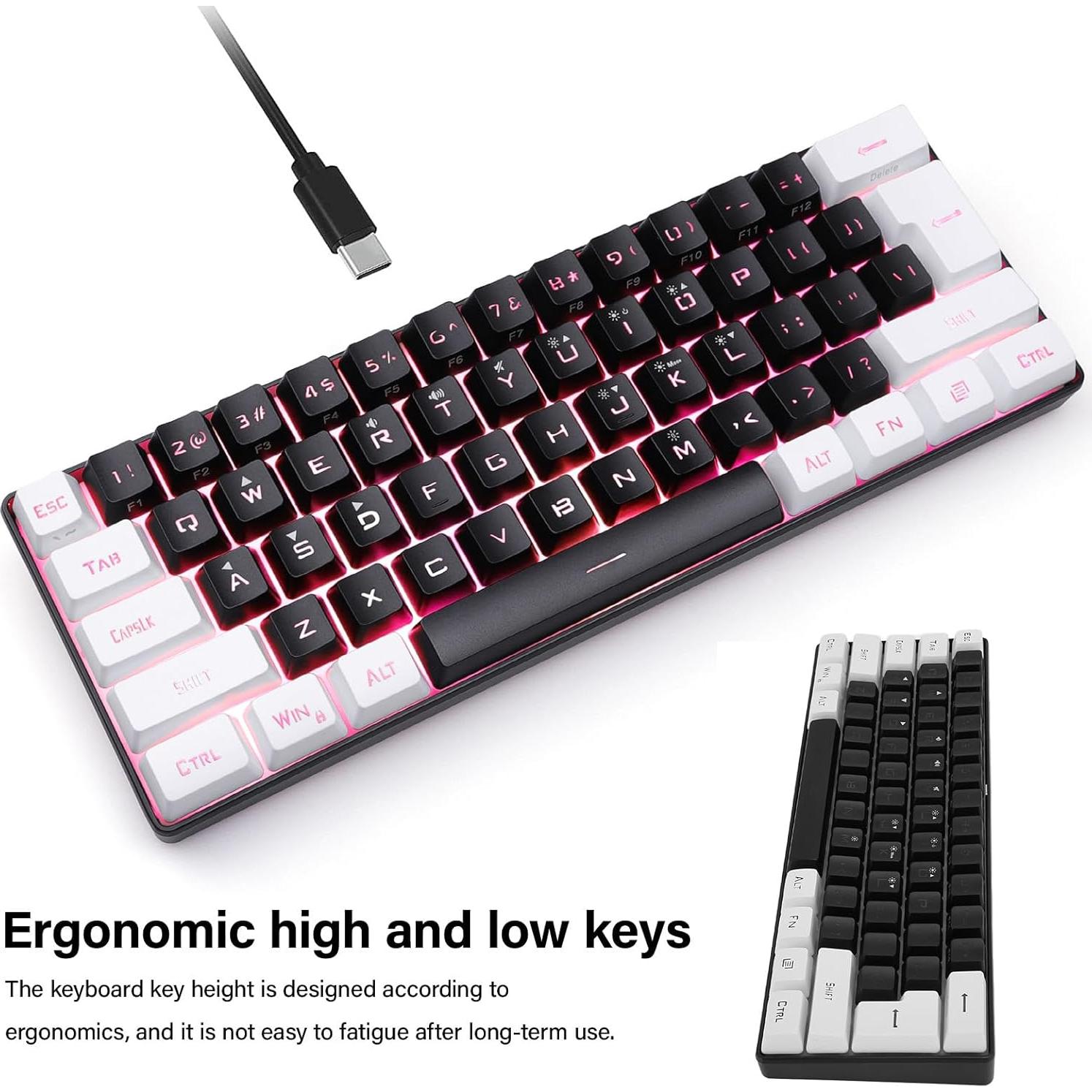 Teclado Gaming Mecánico RGB Mini Yanmis 61 Teclas Ergonómico