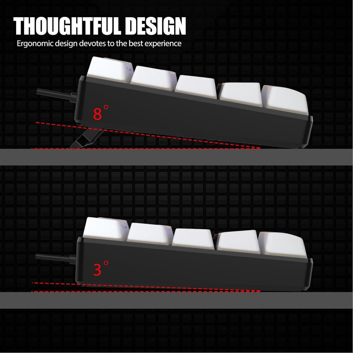 Teclado Gaming Mecánico RGB Mini Yanmis 61 Teclas Ergonómico