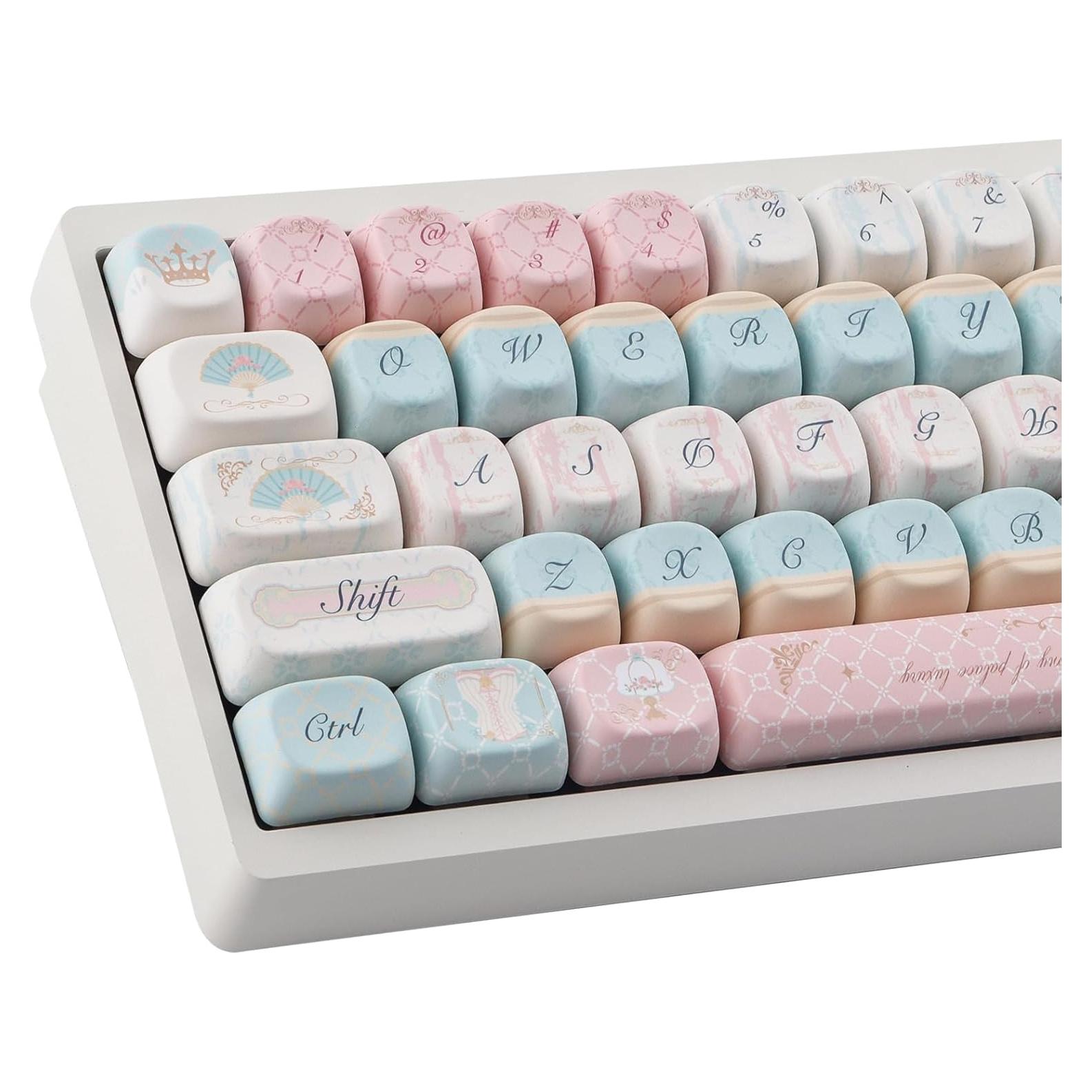 PBT Keycaps 147 Keys MOA Profile Cute Keycaps Dye-Sublimation Rococo Art Keycap Custom Keycap Set for Cherry Gateron MX Swithes Mechanical Keyboards