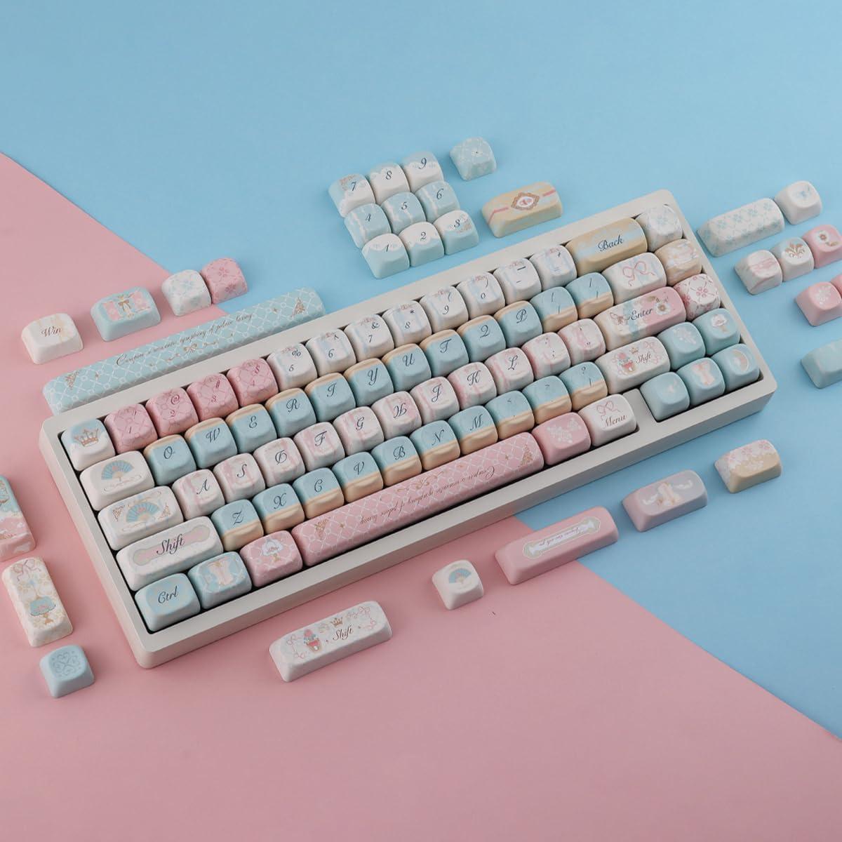 PBT Keycaps 147 Keys MOA Profile Cute Keycaps Dye-Sublimation Rococo Art Keycap Custom Keycap Set for Cherry Gateron MX Swithes Mechanical Keyboards
