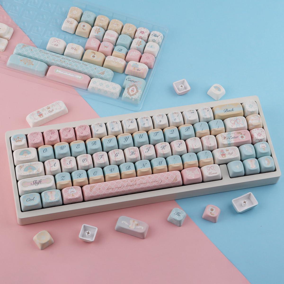 PBT Keycaps 147 Keys MOA Profile Cute Keycaps Dye-Sublimation Rococo Art Keycap Custom Keycap Set for Cherry Gateron MX Swithes Mechanical Keyboards