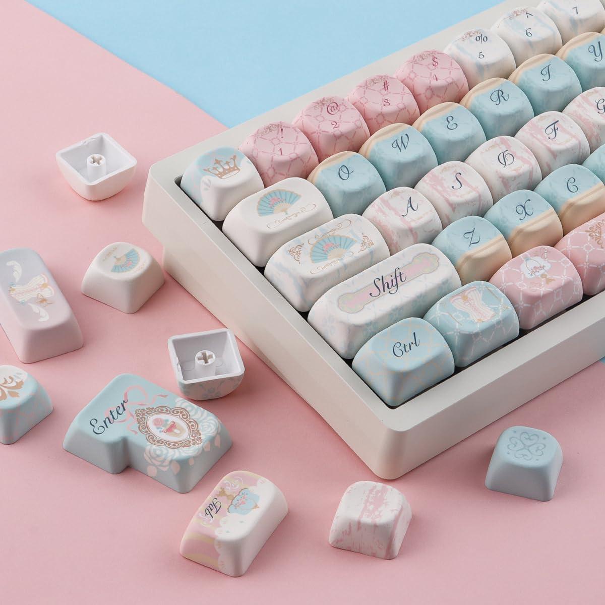 PBT Keycaps 147 Keys MOA Profile Cute Keycaps Dye-Sublimation Rococo Art Keycap Custom Keycap Set for Cherry Gateron MX Swithes Mechanical Keyboards
