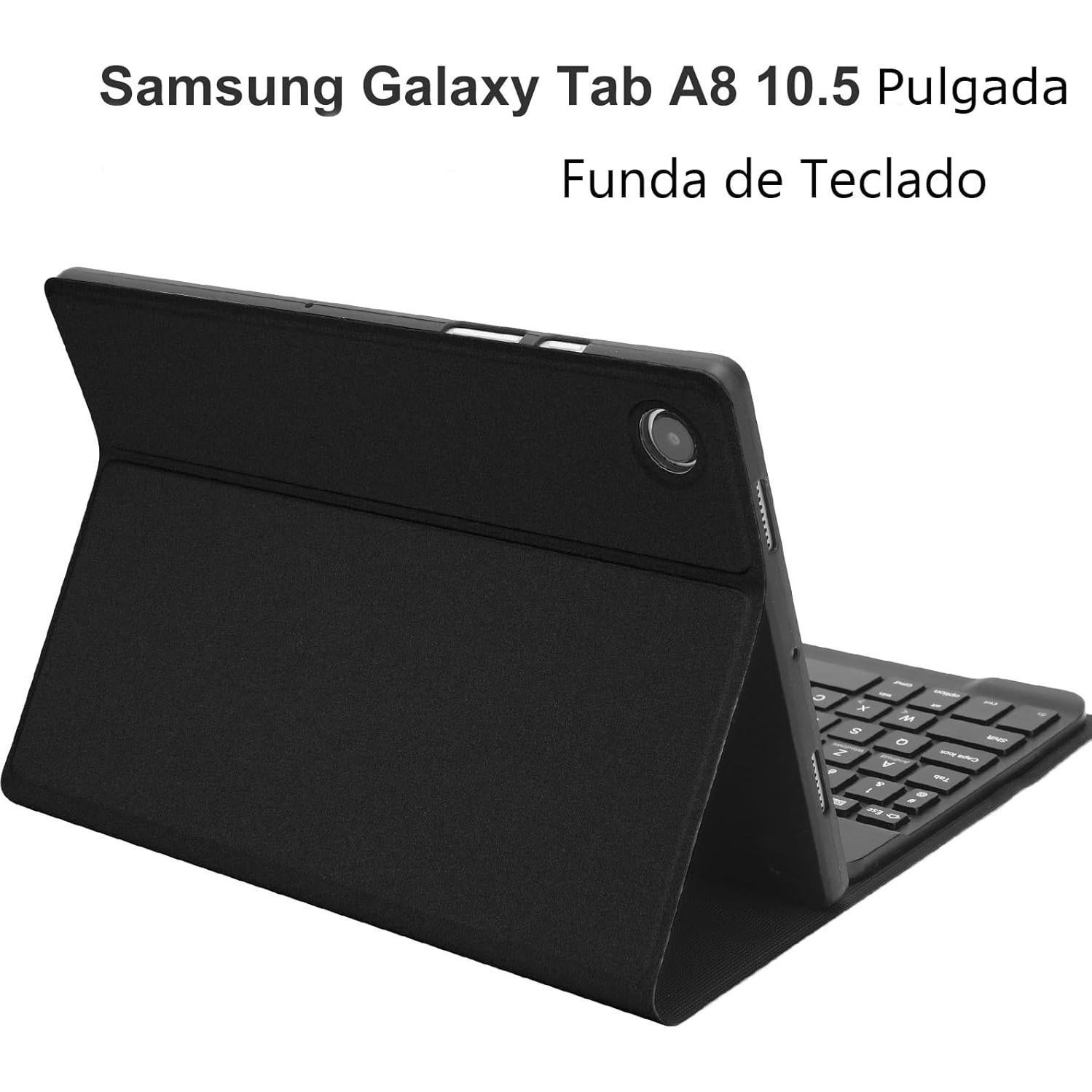 SENGBIRCH Spanish Keyboard (Include Ñ) for Samsung Galaxy Tab A8 (10.5 inch, 2022) - Wireless Detachable Bluetooth - with Automatic Sleep/Wake Up Smart Folio Case, Black