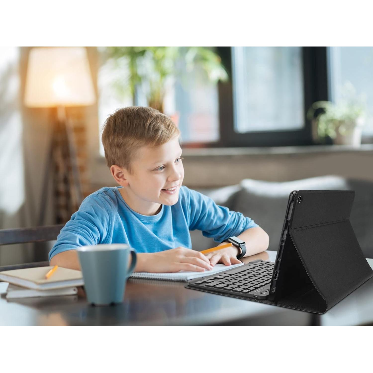 SENGBIRCH Spanish Keyboard (Include Ñ) for Samsung Galaxy Tab A8 (10.5 inch, 2022) - Wireless Detachable Bluetooth - with Automatic Sleep/Wake Up Smart Folio Case, Black