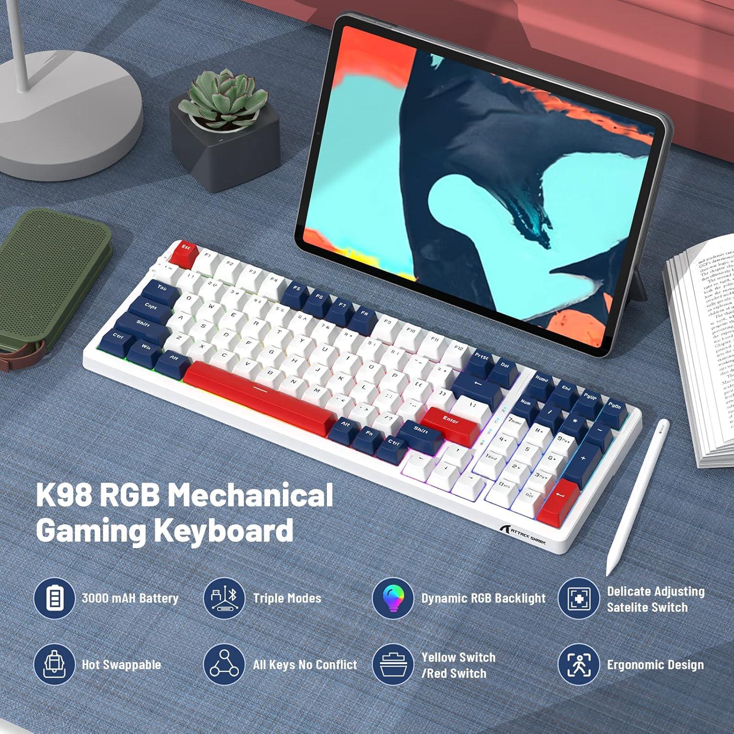 Teclado Mecánico Inalámbrico ATTACK SHARK K98 RGB 100 Teclas