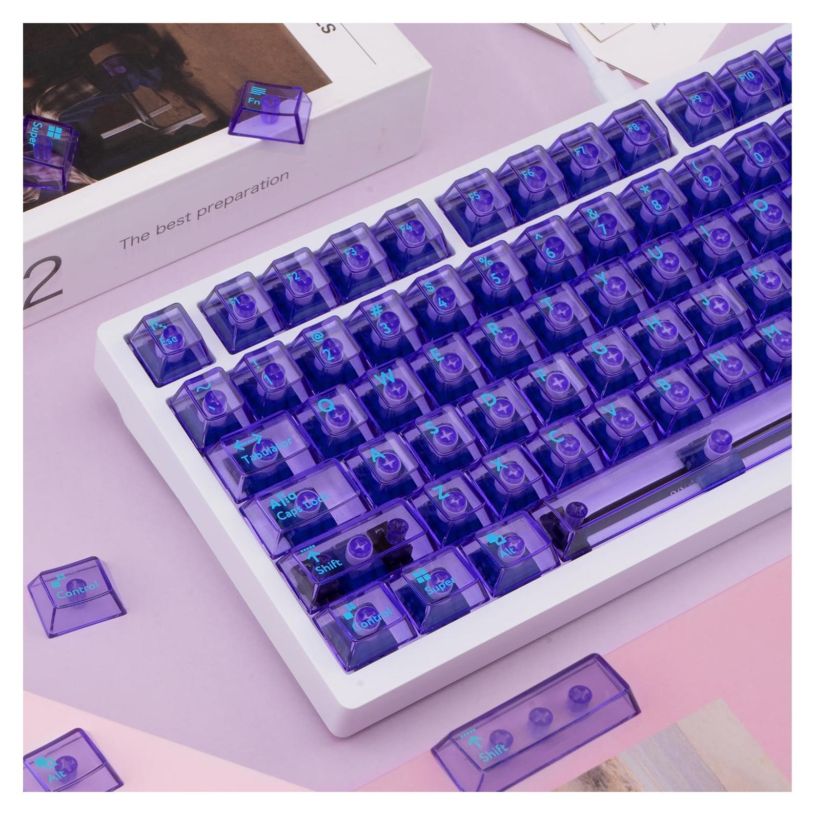 Tapas de Tecla Transparentes TIMSEKER 114 Teclas PC Púrpura