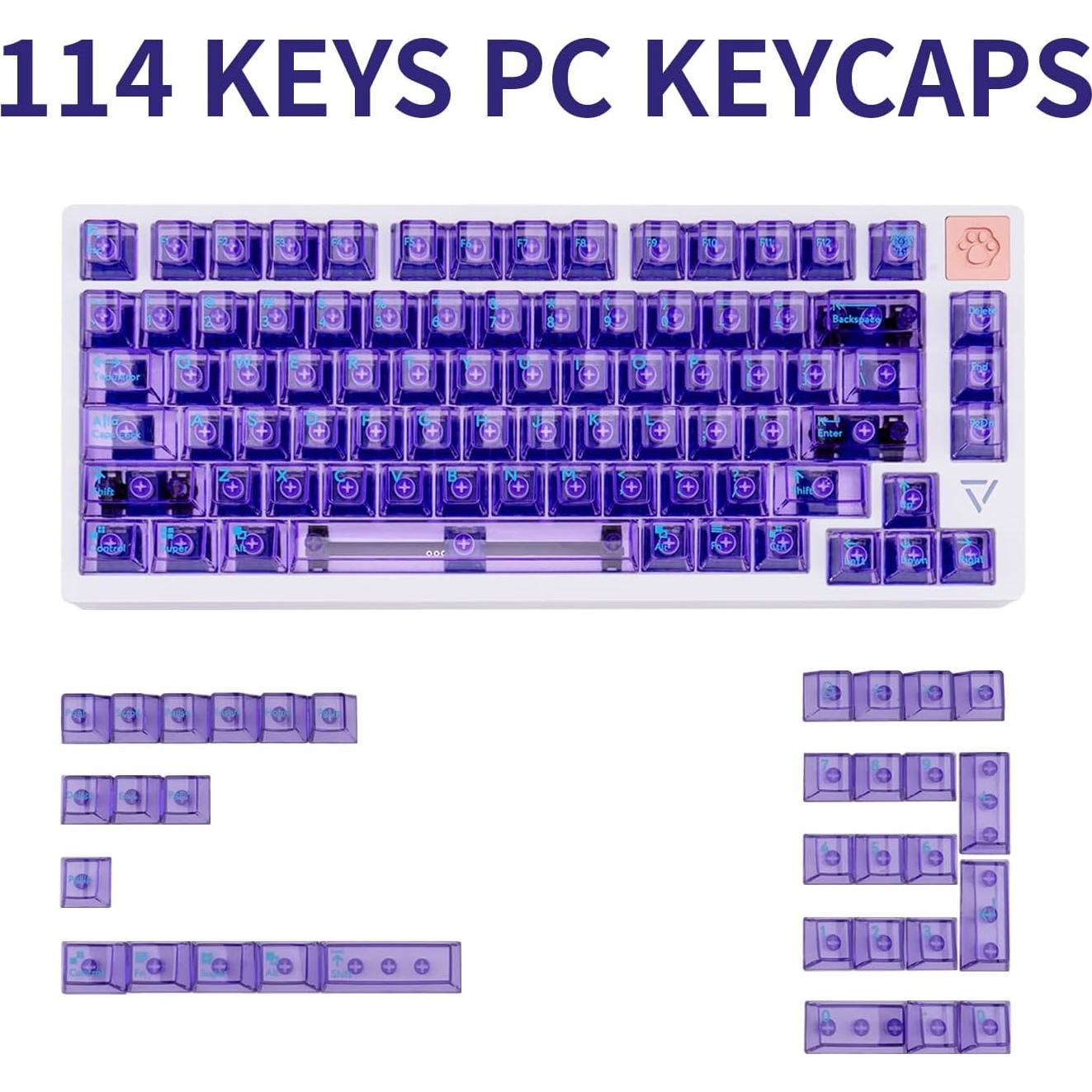 Tapas de Tecla Transparentes TIMSEKER 114 Teclas PC Púrpura