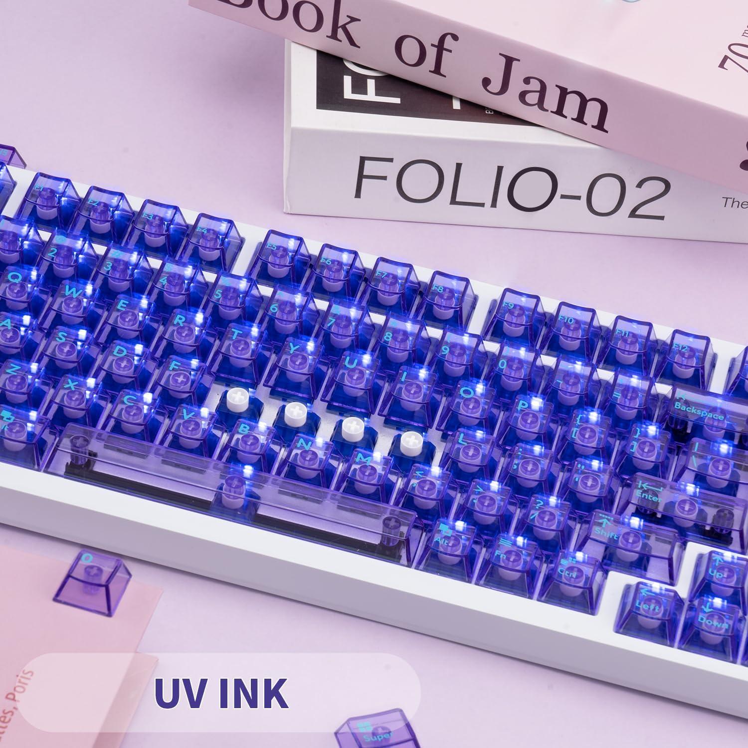 Tapas de Tecla Transparentes TIMSEKER 114 Teclas PC Púrpura