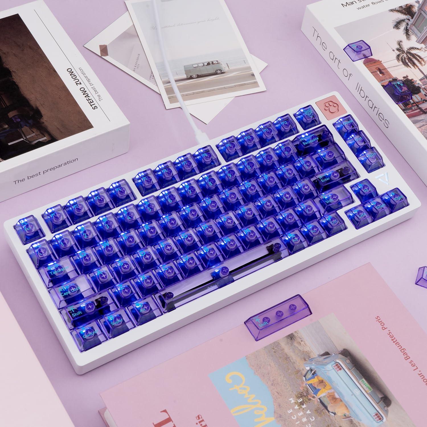 Tapas de Tecla Transparentes TIMSEKER 114 Teclas PC Púrpura