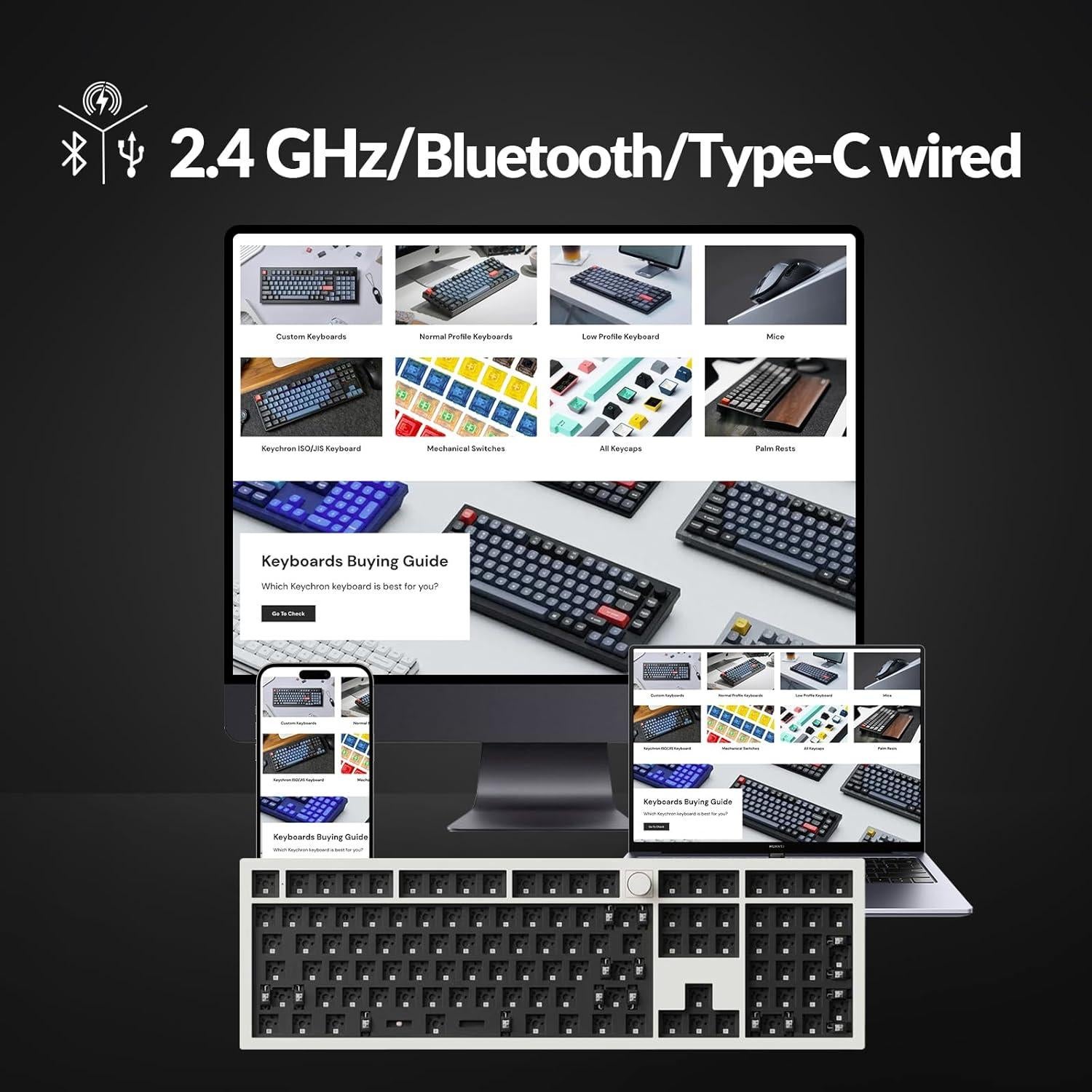 Teclado Mecánico Inalámbrico Keychron Q6 Max Barebone RGB - Blanco