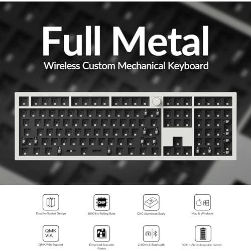 Teclado Mecánico Inalámbrico Keychron Q6 Max Barebone RGB - Blanco