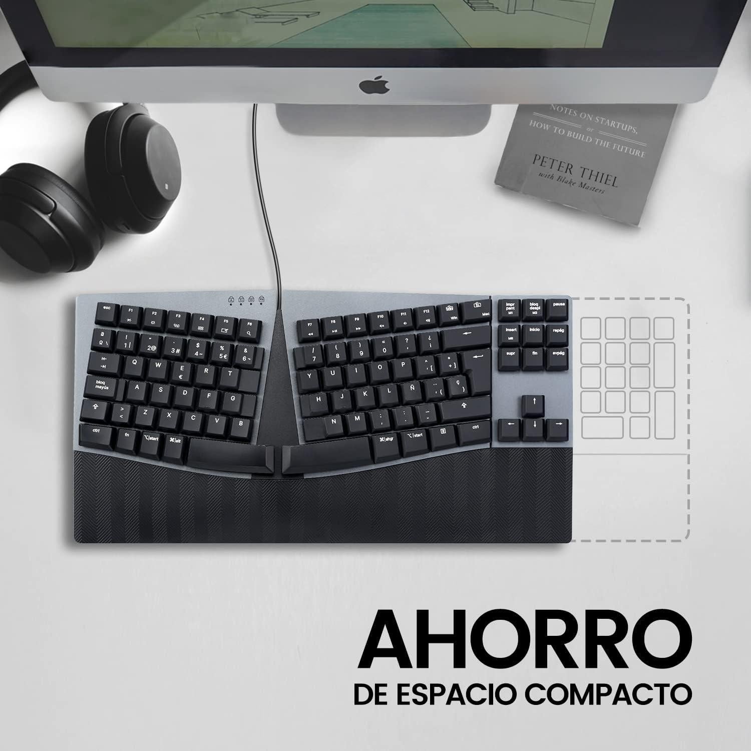 Teclado mecánico ergonómico Perixx PERIBOARD-335BR Táctil