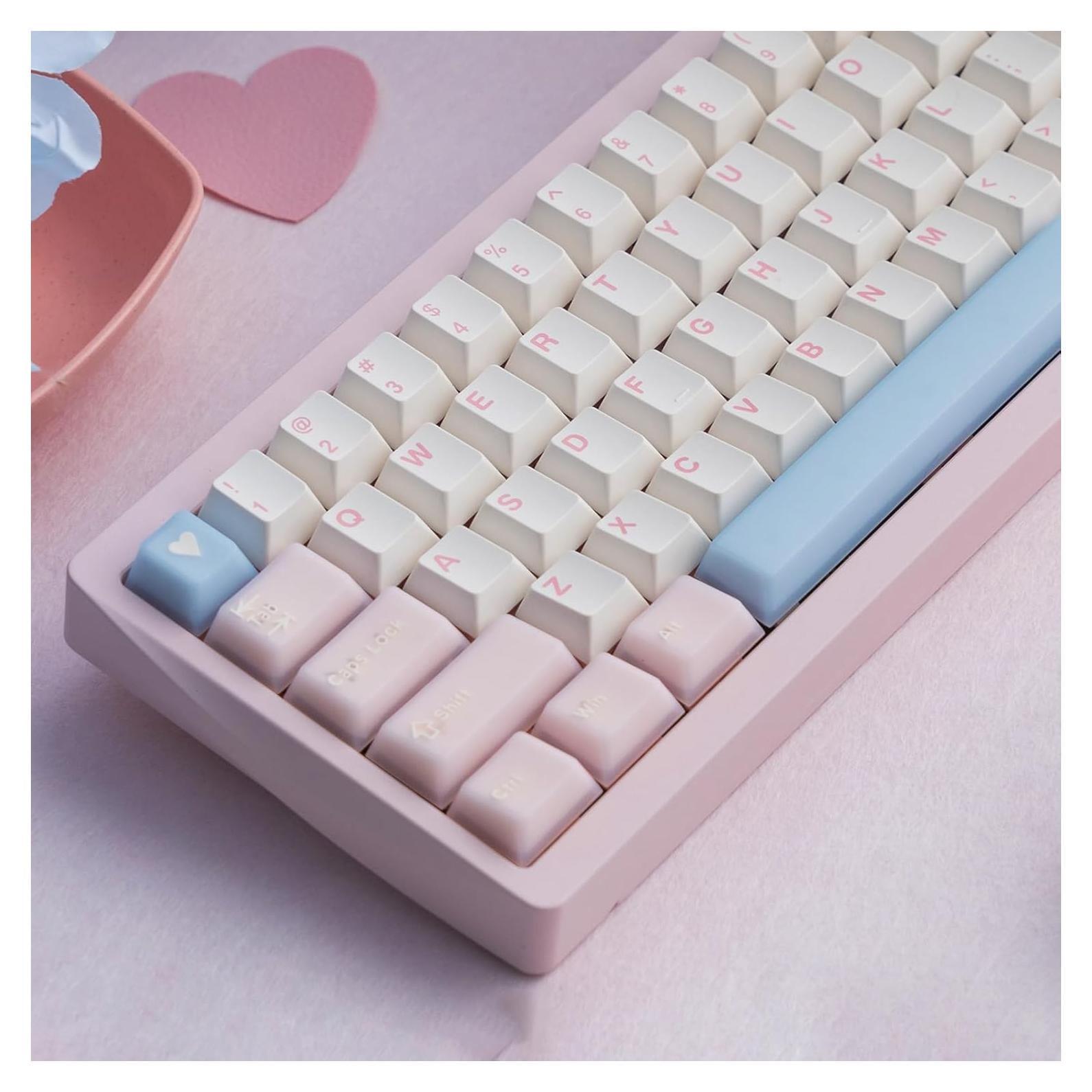 Conjunto de Teclas PBT Doble Tiro 164 Teclas Rosadas Cherry MX