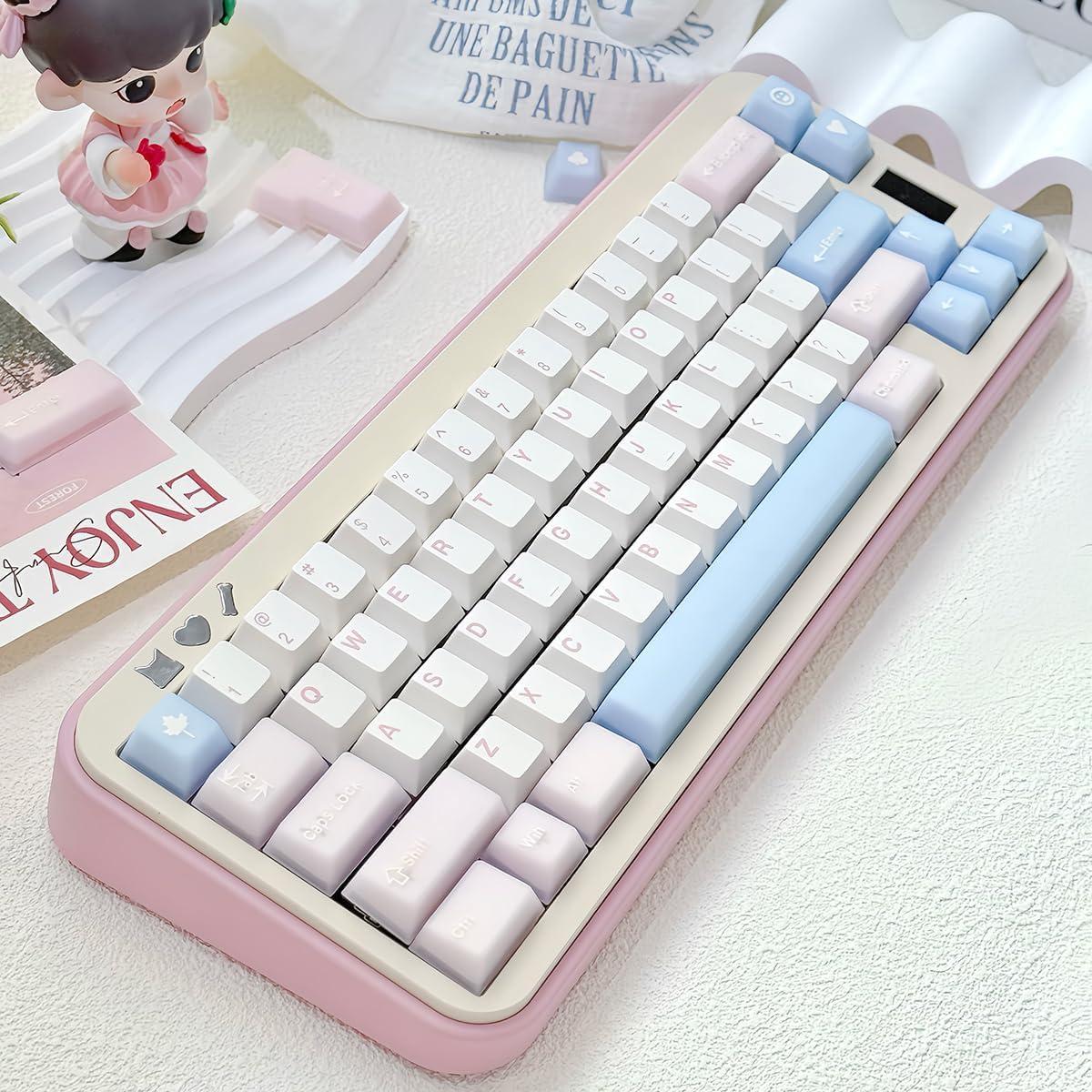 Conjunto de Teclas PBT Doble Tiro 164 Teclas Rosadas Cherry MX