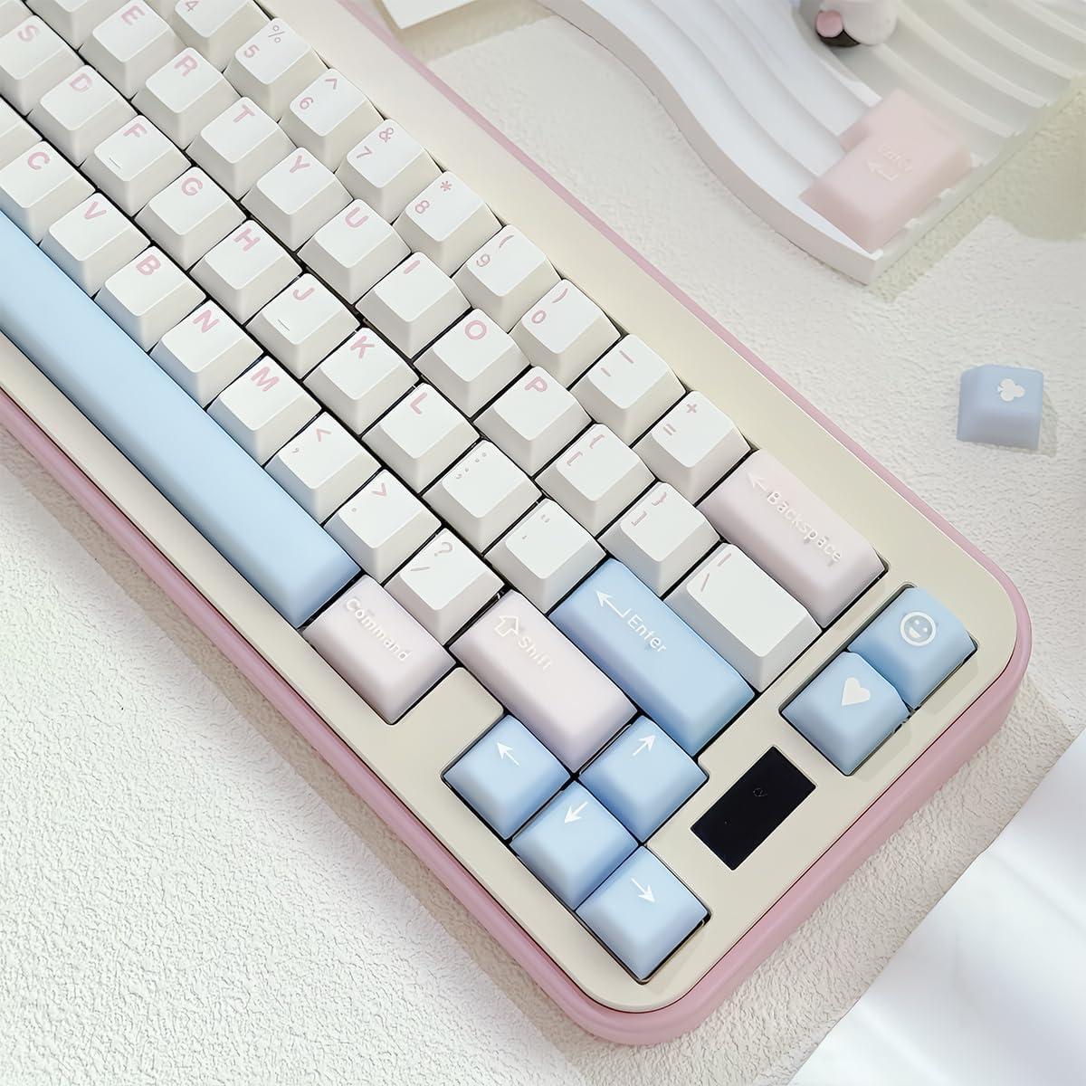 Conjunto de Teclas PBT Doble Tiro 164 Teclas Rosadas Cherry MX