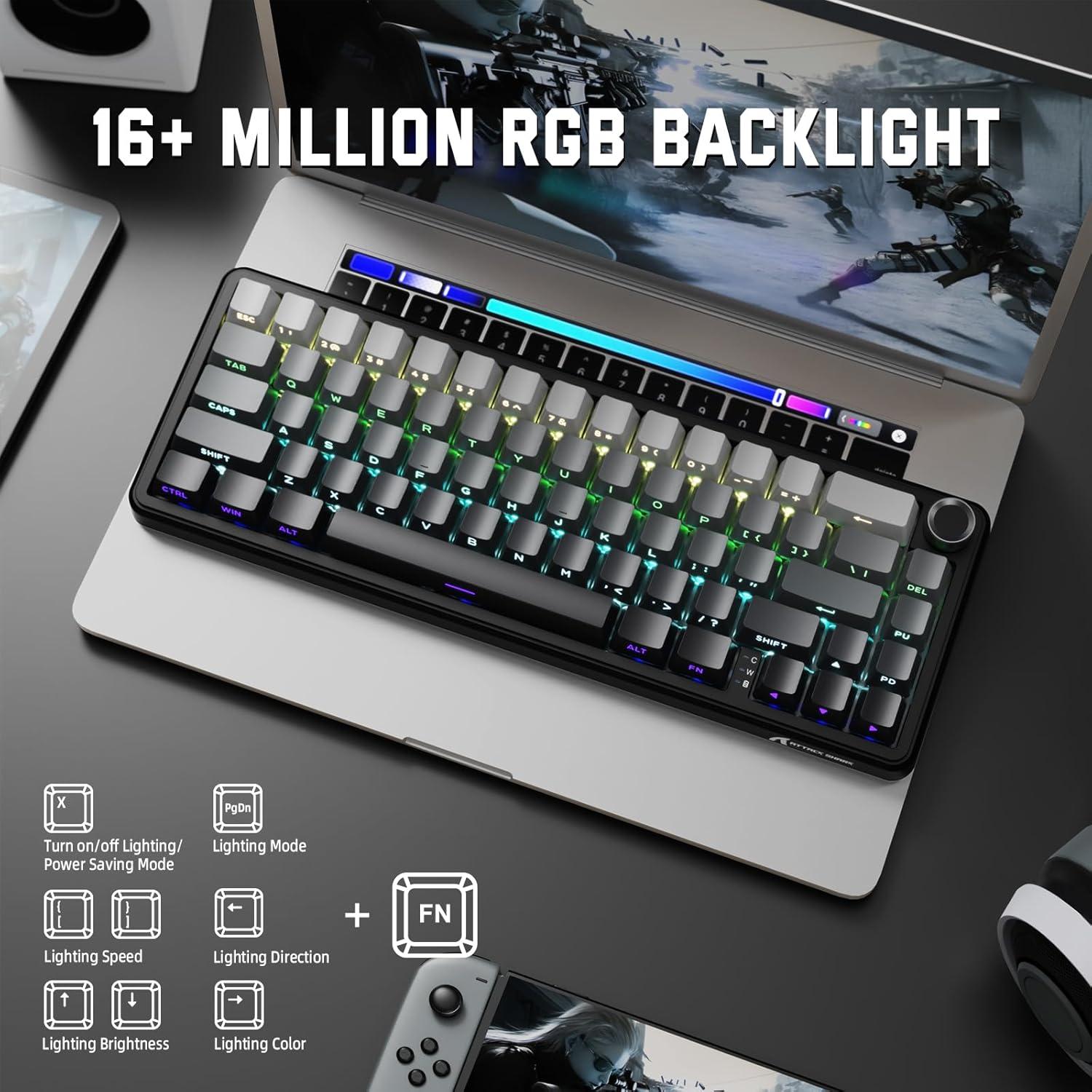 Teclado Mecánico Inalámbrico Attack Shark X66 RGB 66 Teclas