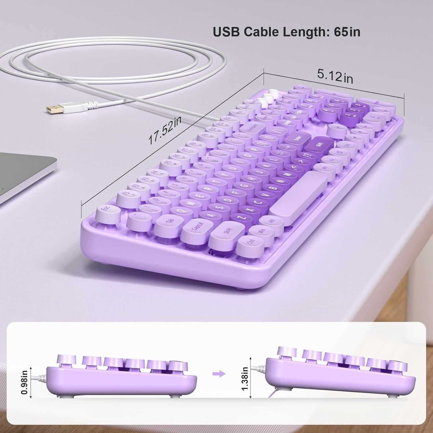 Teclado Completo con Cable SQMD SK-623 Colorido Púrpura