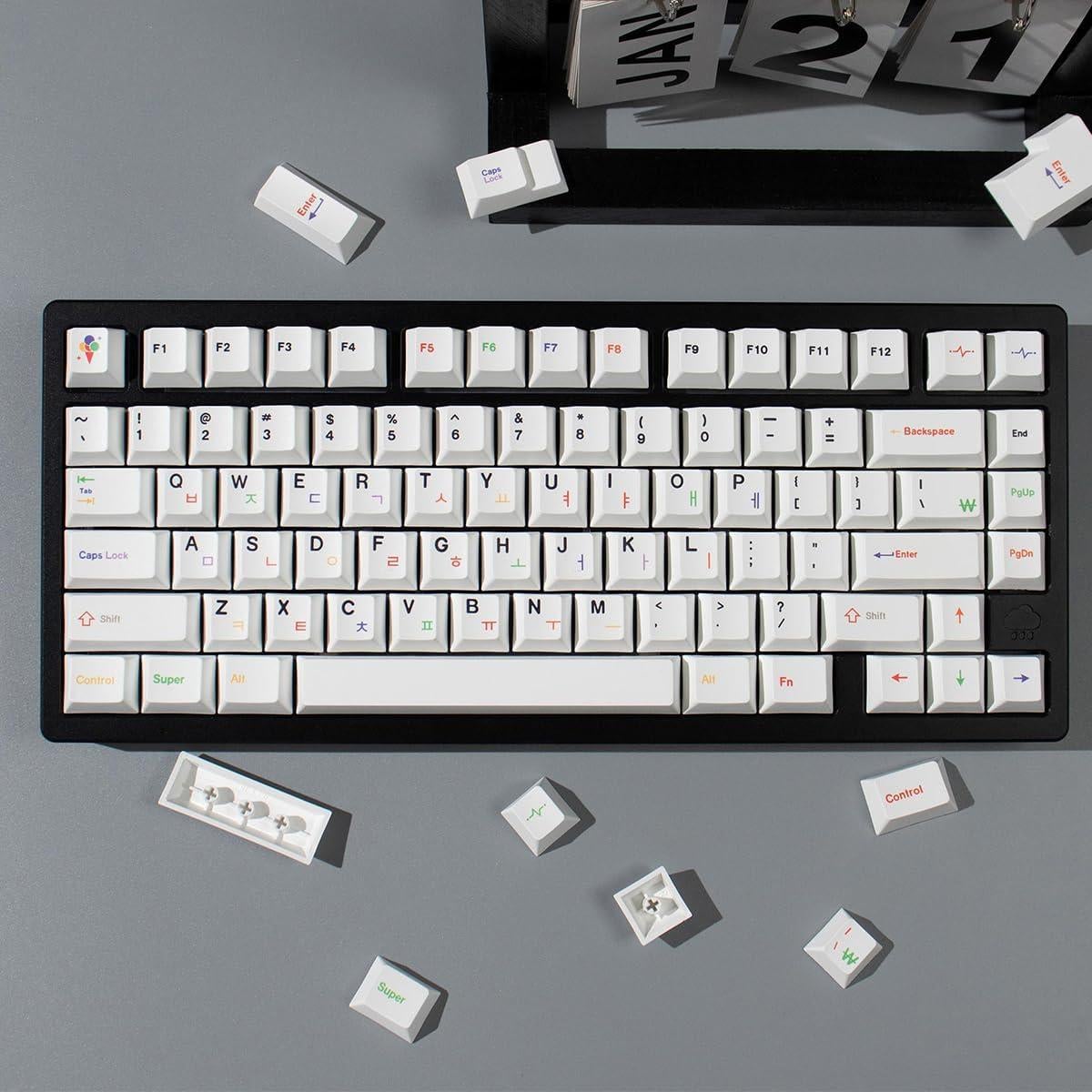Conjunto de 144 Teclas Blancas Mintcaps PBT Cherry para Teclados