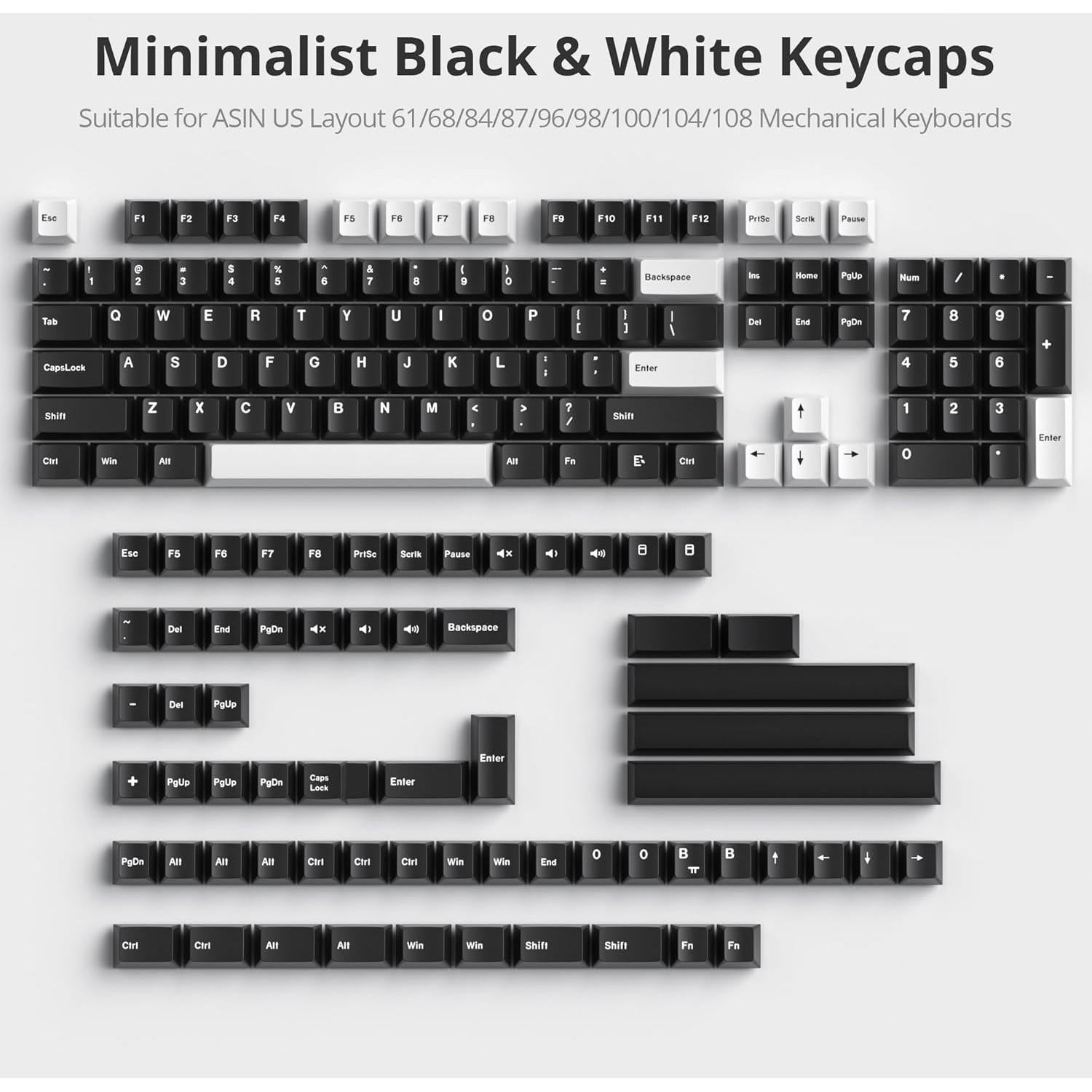 Juego de Teclas PBT Doubleshot WOB 168 Teclas Cherry para Teclado Mecánico