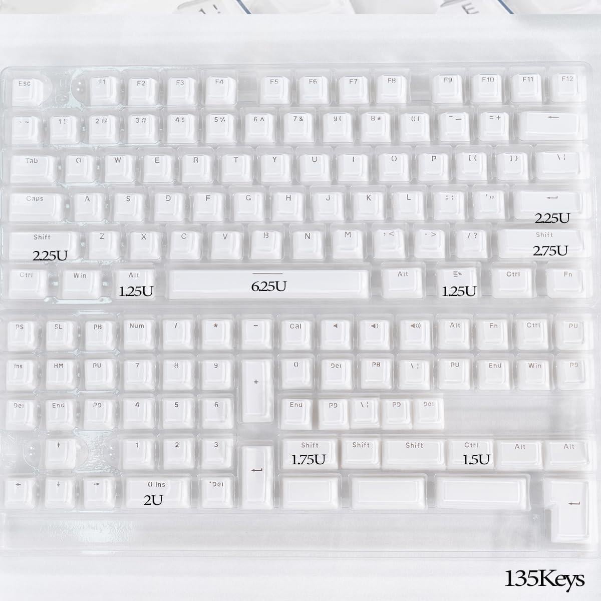 Keycaps MDA Mintcaps Cristal Blanco 136 Teclas para Teclados Mecánicos