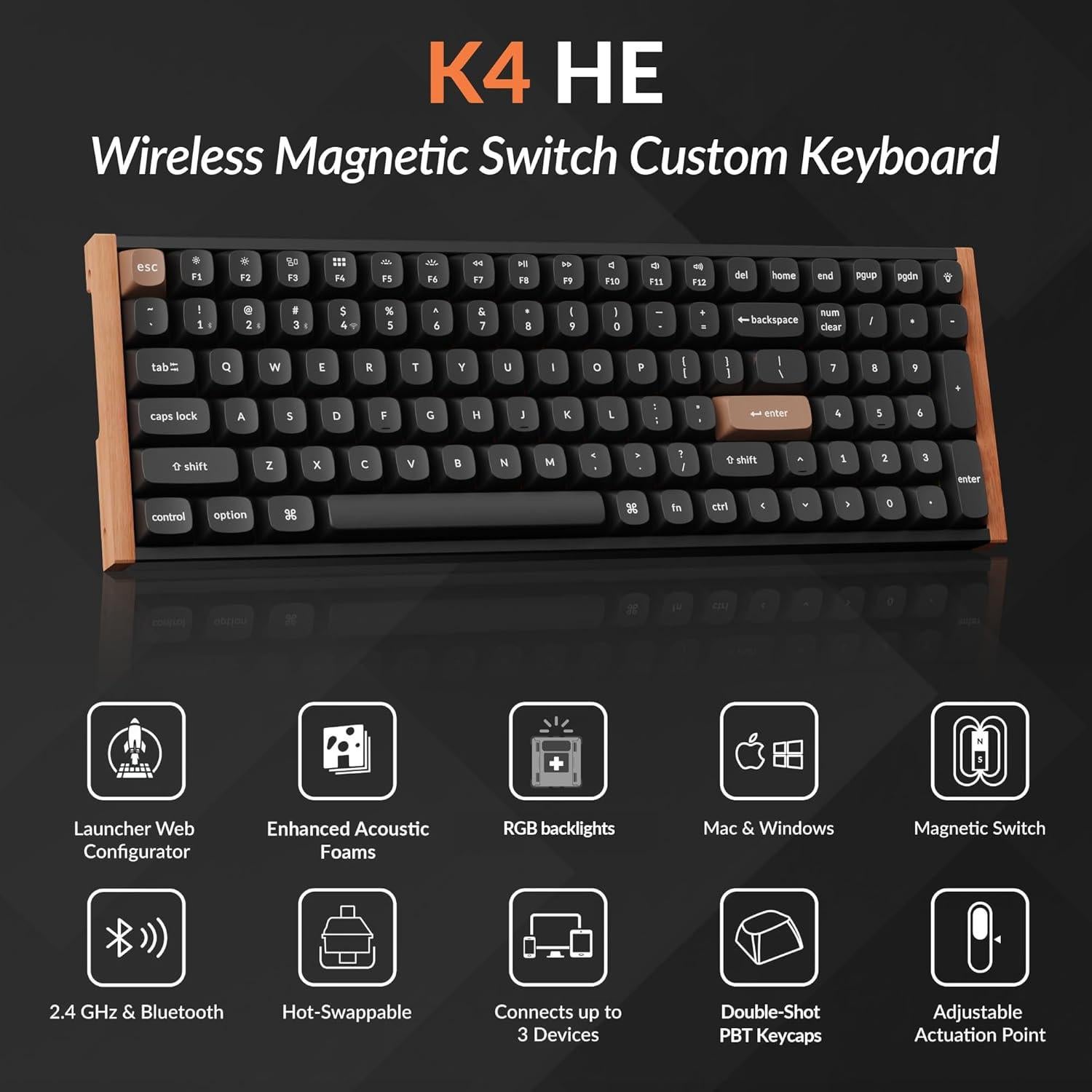 Teclado Inalámbrico RGB Keychron K4 HE 96% Gateron Magnético