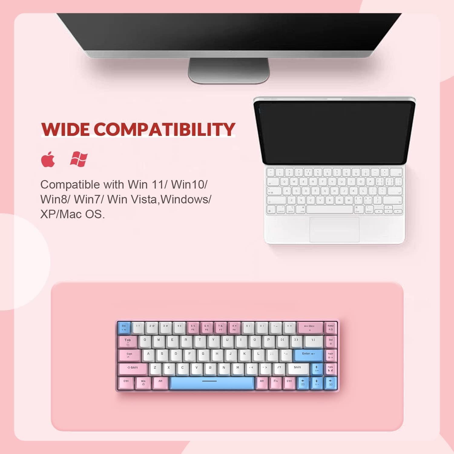 Teclado Mecánico Compacto YINDIAO T8 60% RGB Rosa