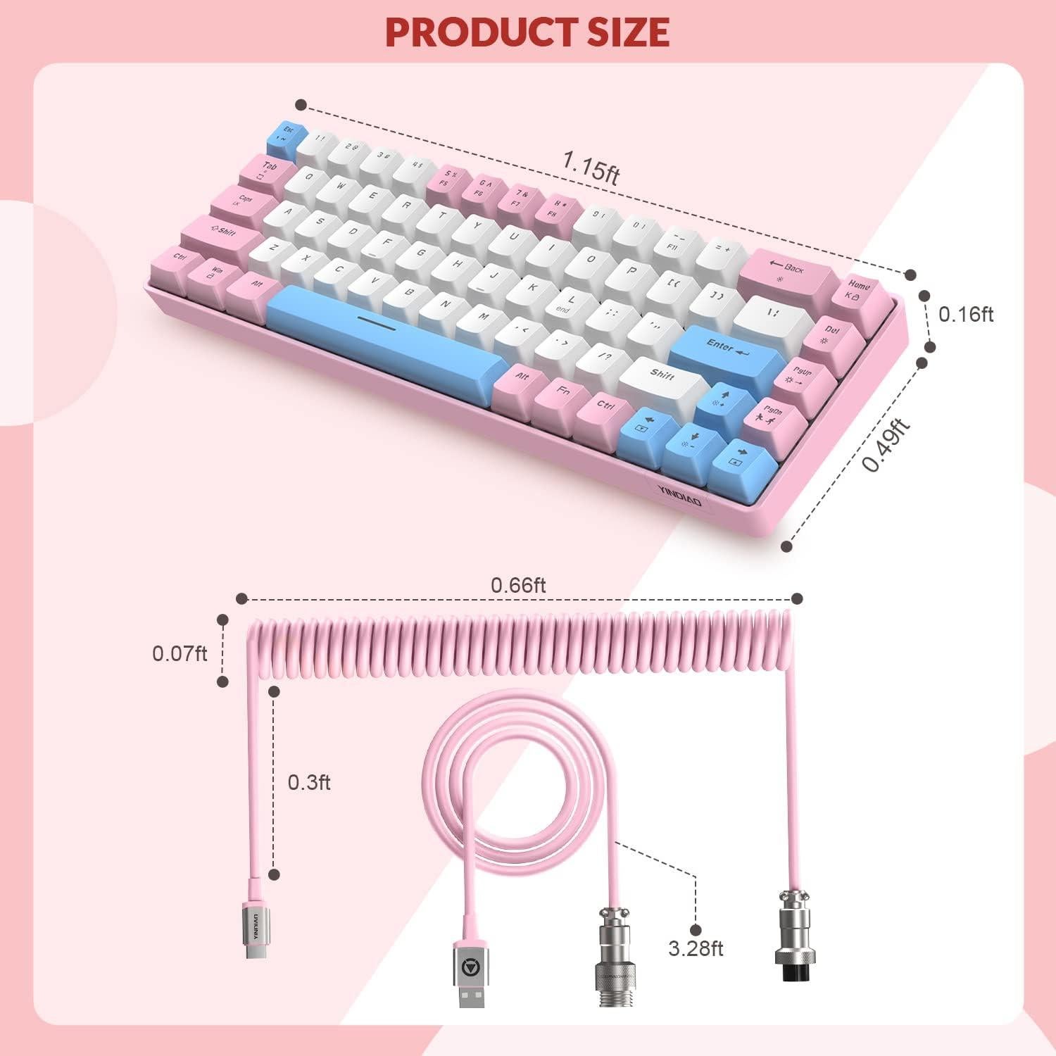 Teclado Mecánico Compacto YINDIAO T8 60% RGB Rosa