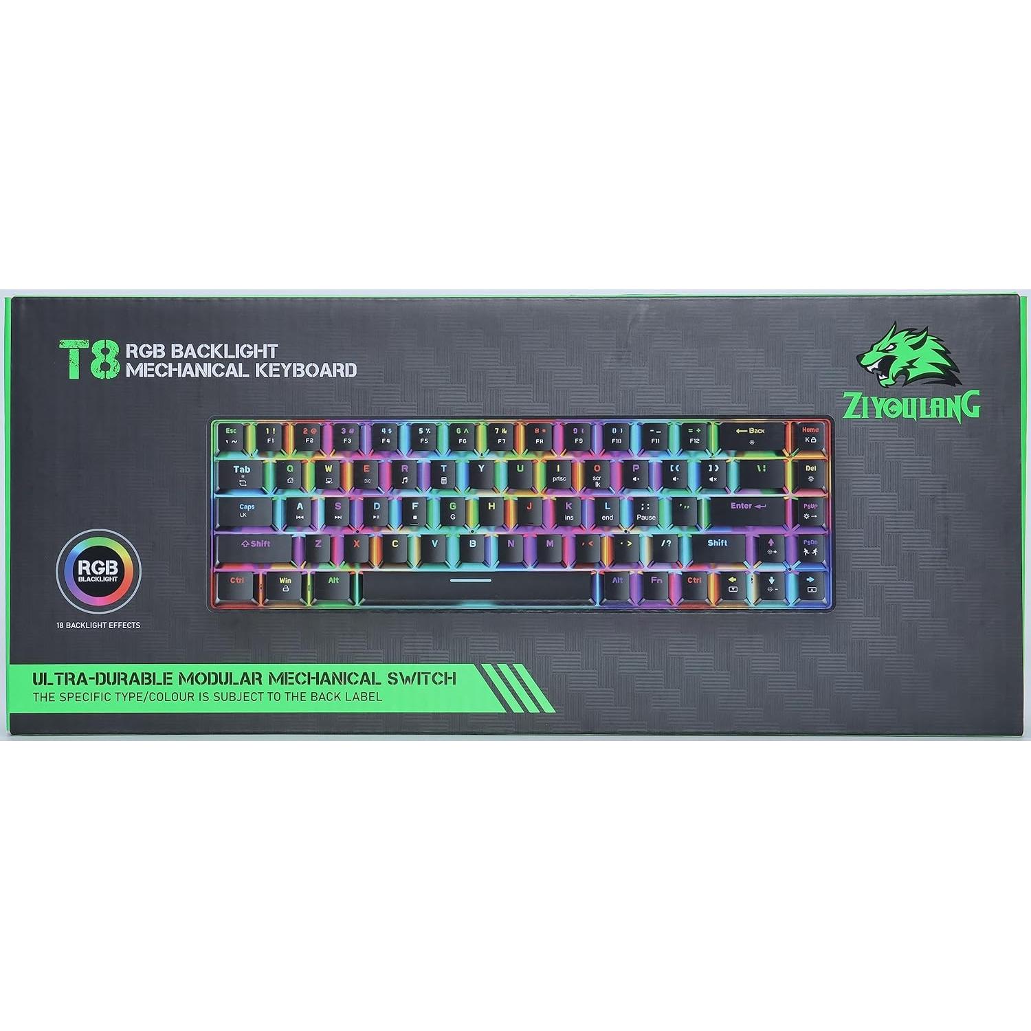 Teclado Mecánico Compacto YINDIAO T8 60% RGB Rosa