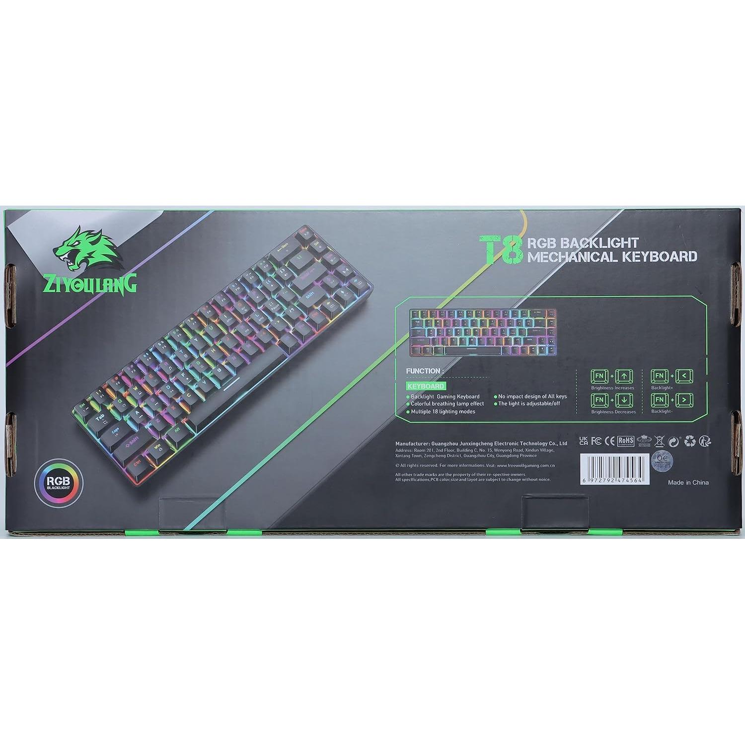 Teclado Mecánico Compacto YINDIAO T8 60% RGB Rosa