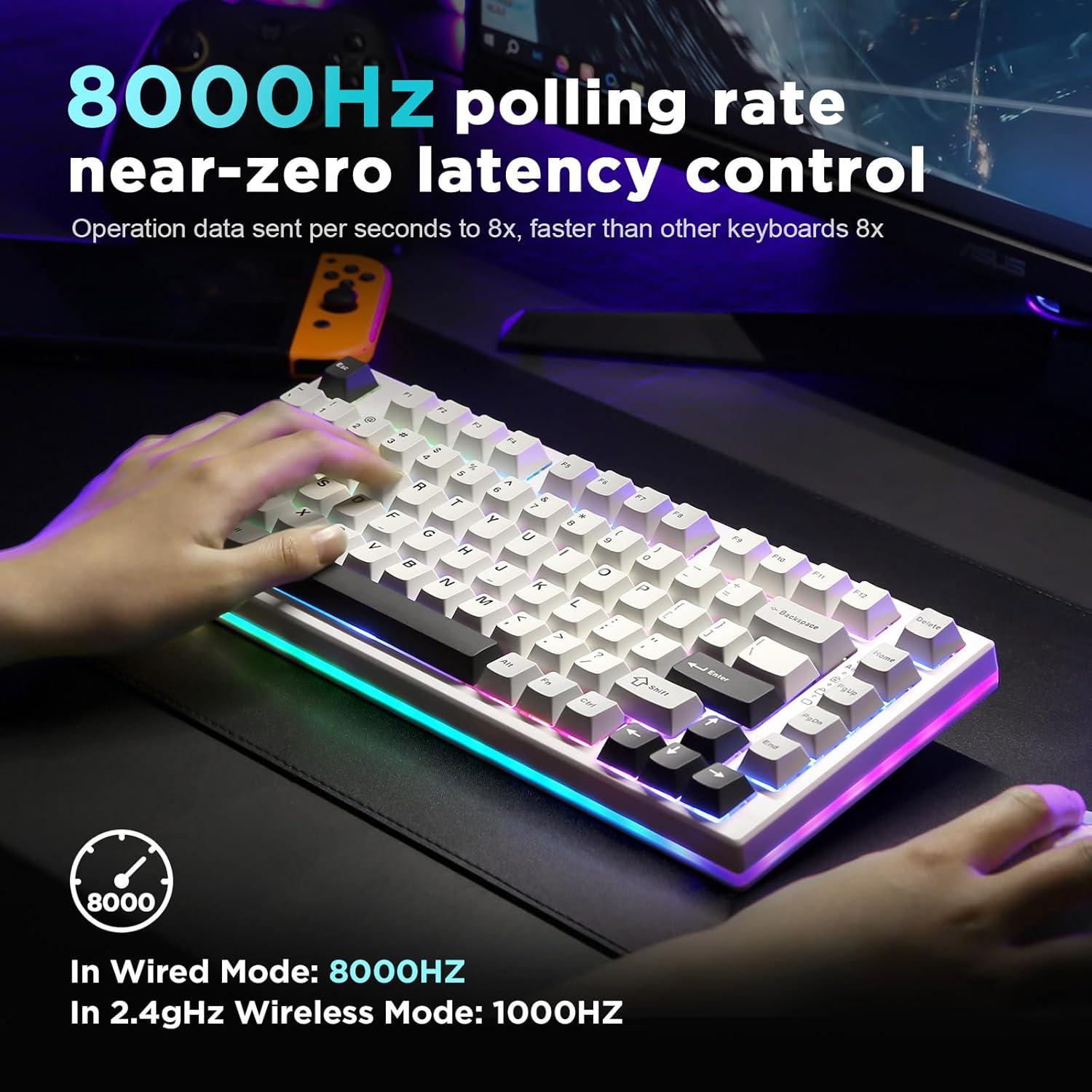 Teclado Gaming YUNZII RT80 Magnético RGB 75% Gateron Blanco