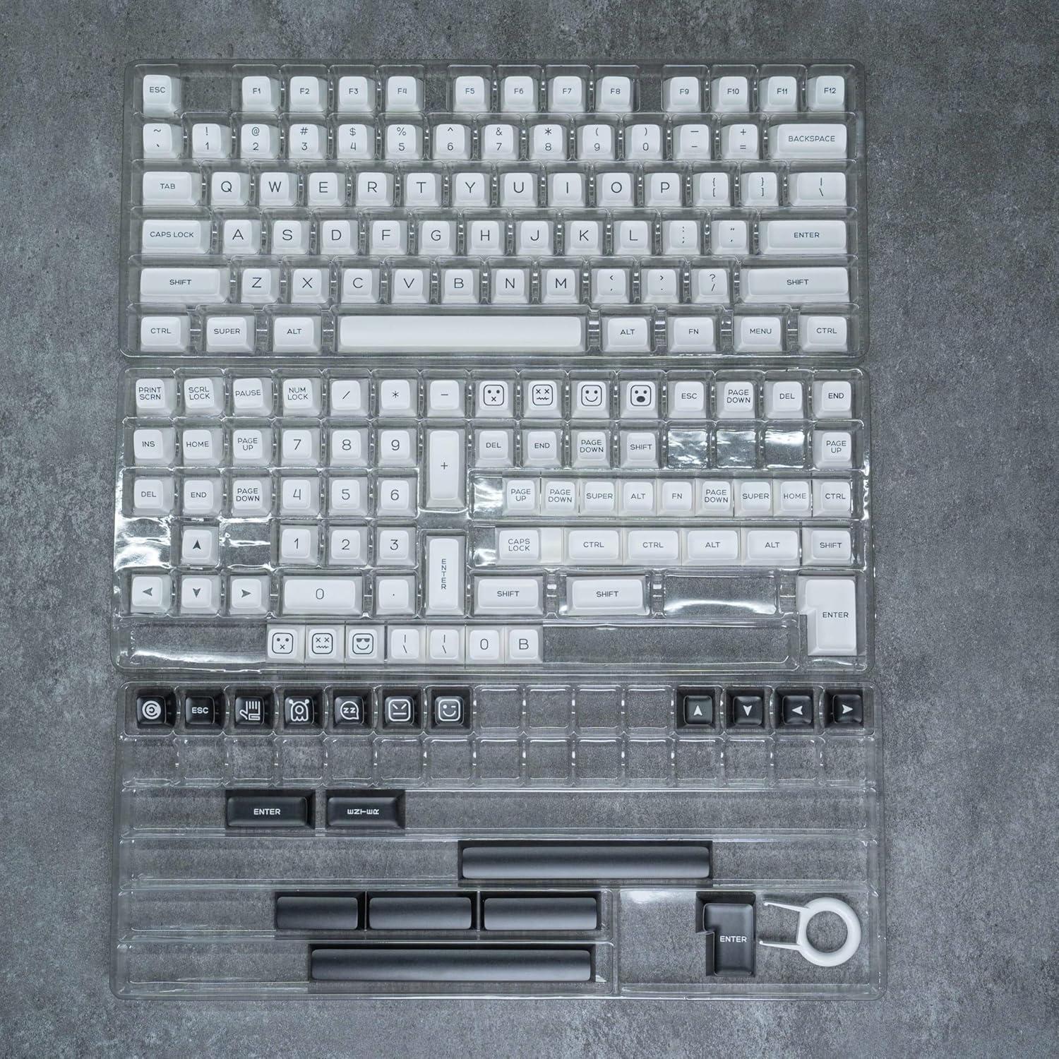 Teclas PBT Doble Inyección REDQIN BOW 160 Teclas Negro Blanco