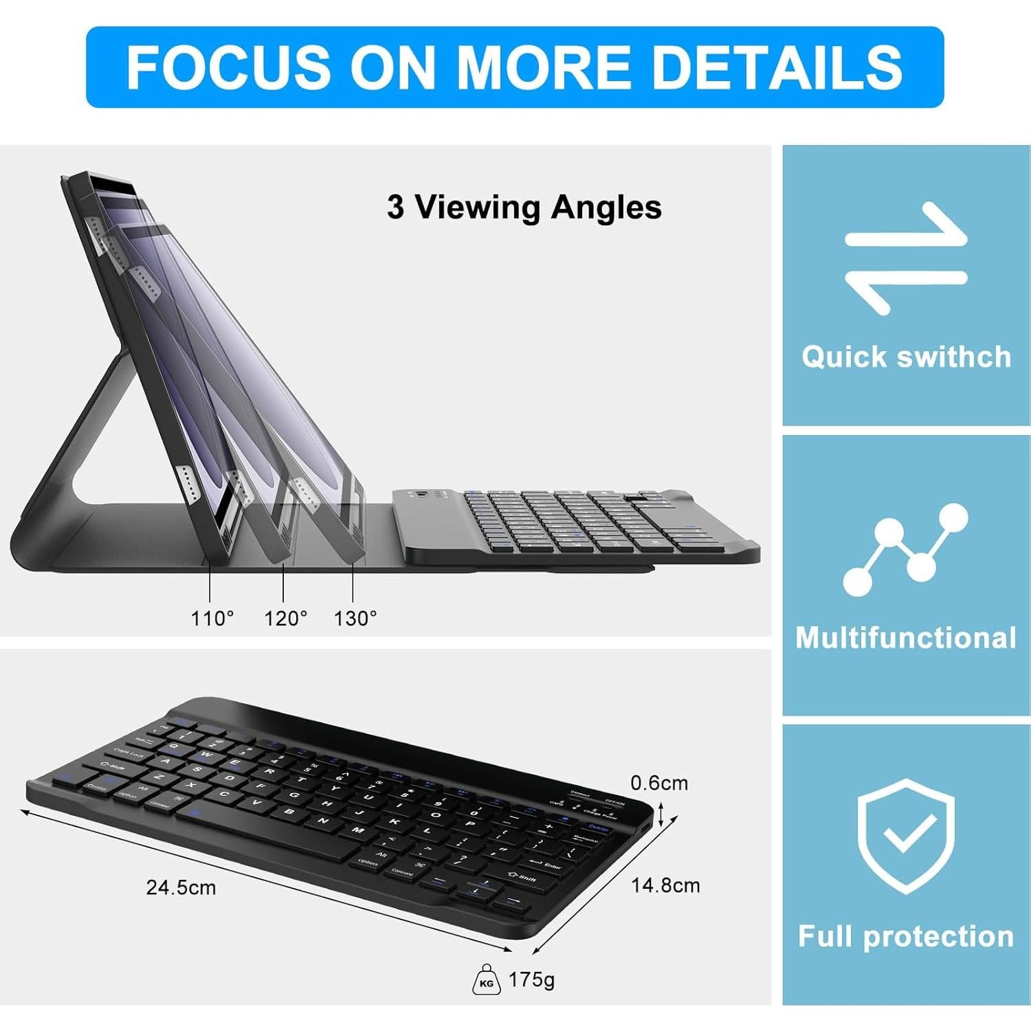 Funda de Teclado Samsung Galaxy Tab A9+ 11" Bluetooth Negra