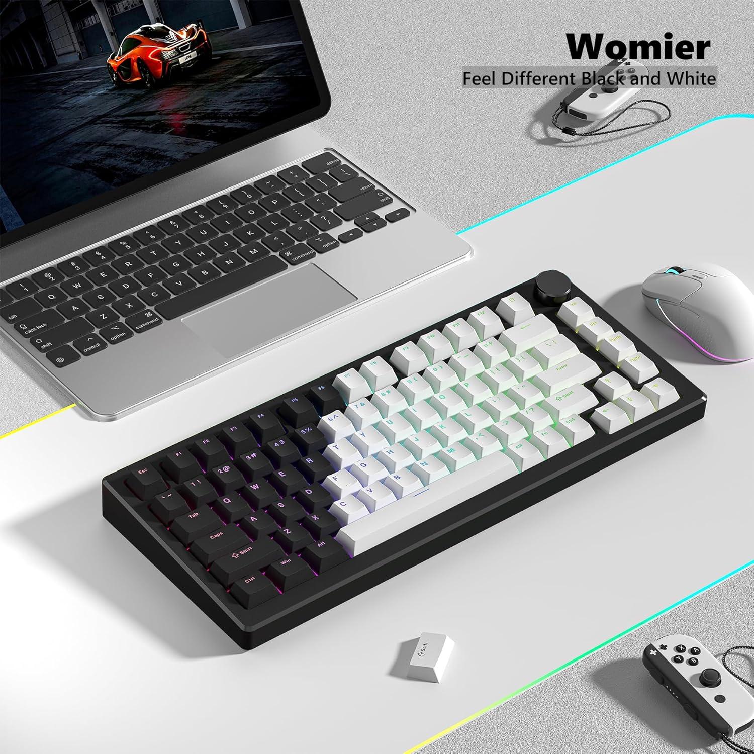 Juego de Teclas Womier PBT Cherry 124 Teclas RGB Negro Blanco