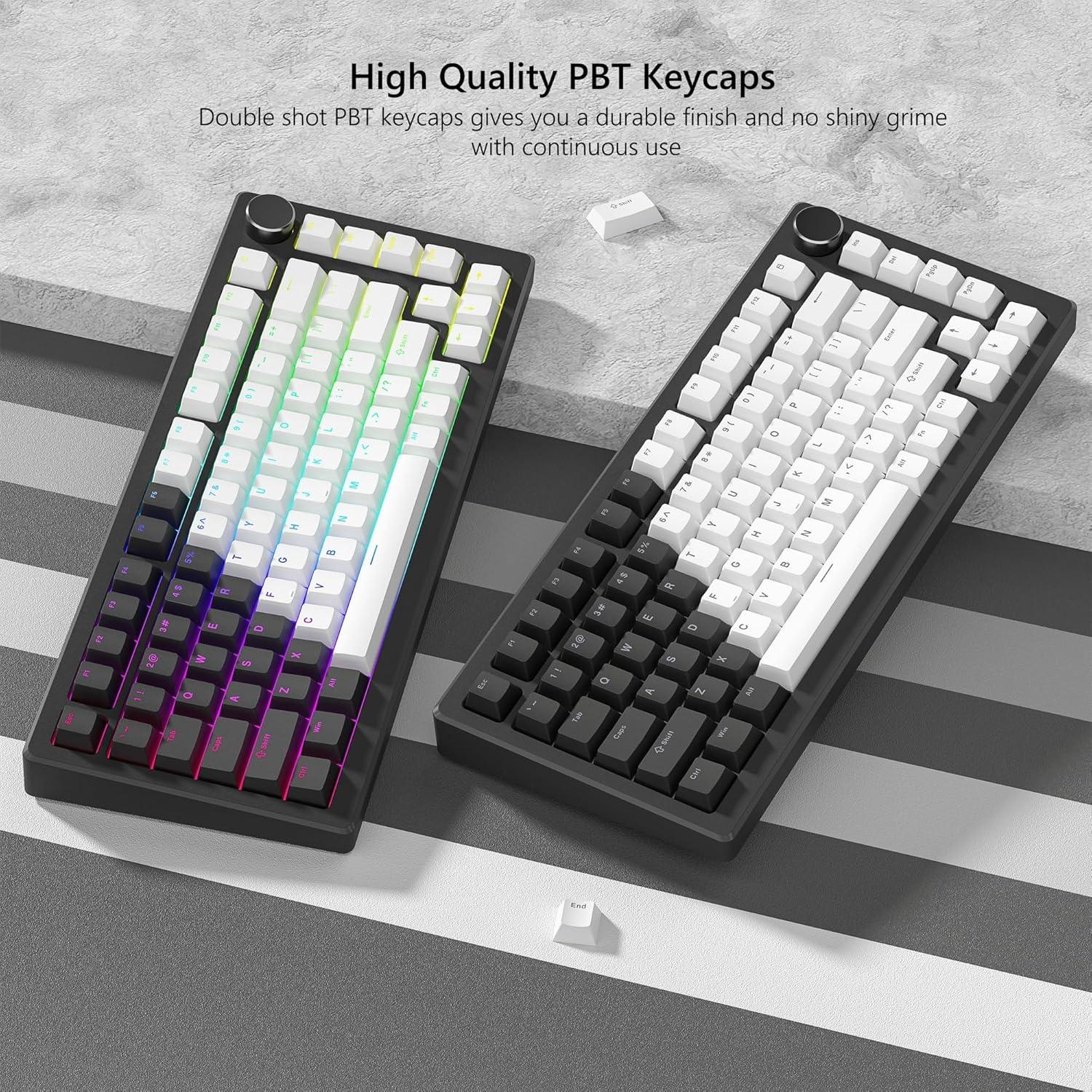 Juego de Teclas Womier PBT Cherry 124 Teclas RGB Negro Blanco