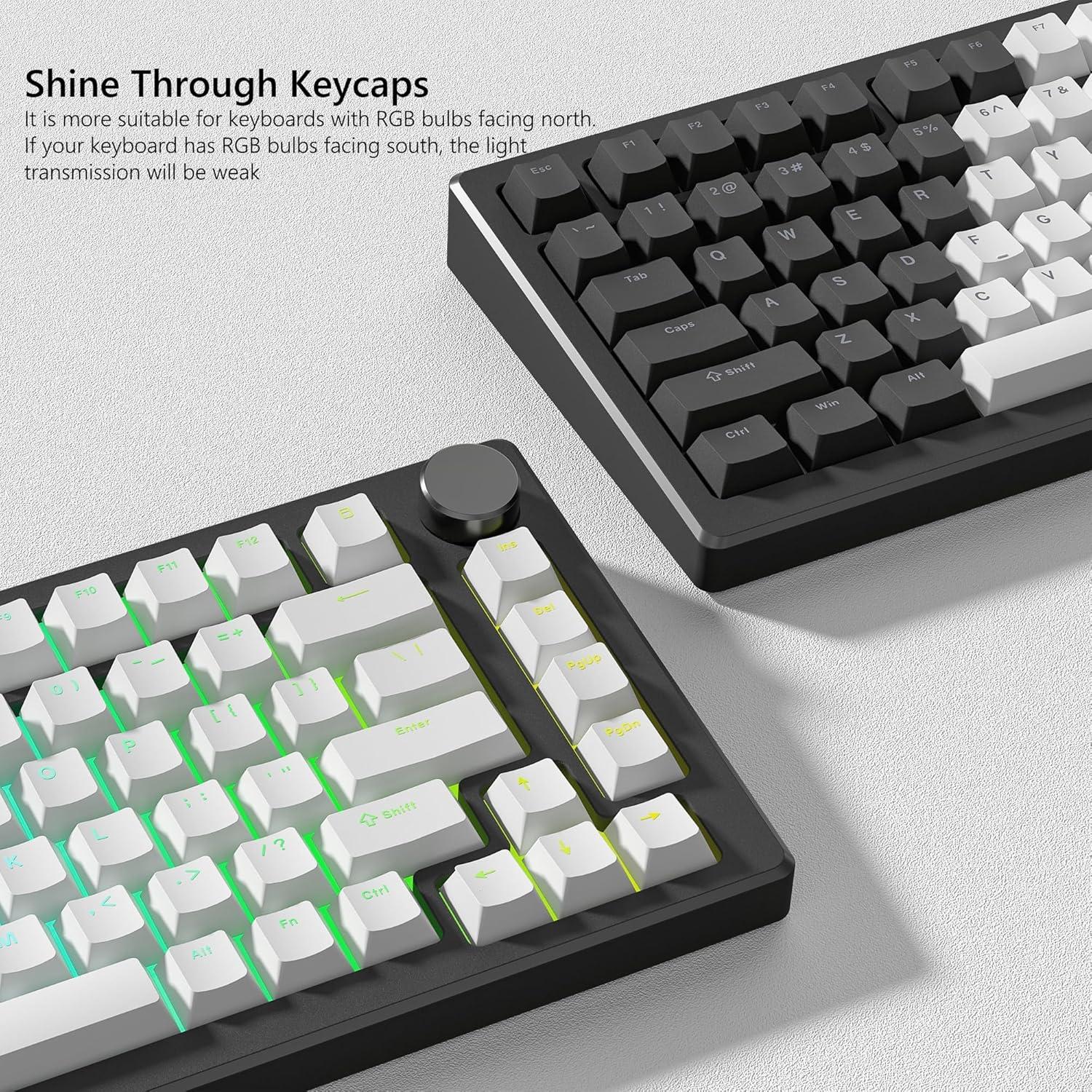 Juego de Teclas Womier PBT Cherry 124 Teclas RGB Negro Blanco