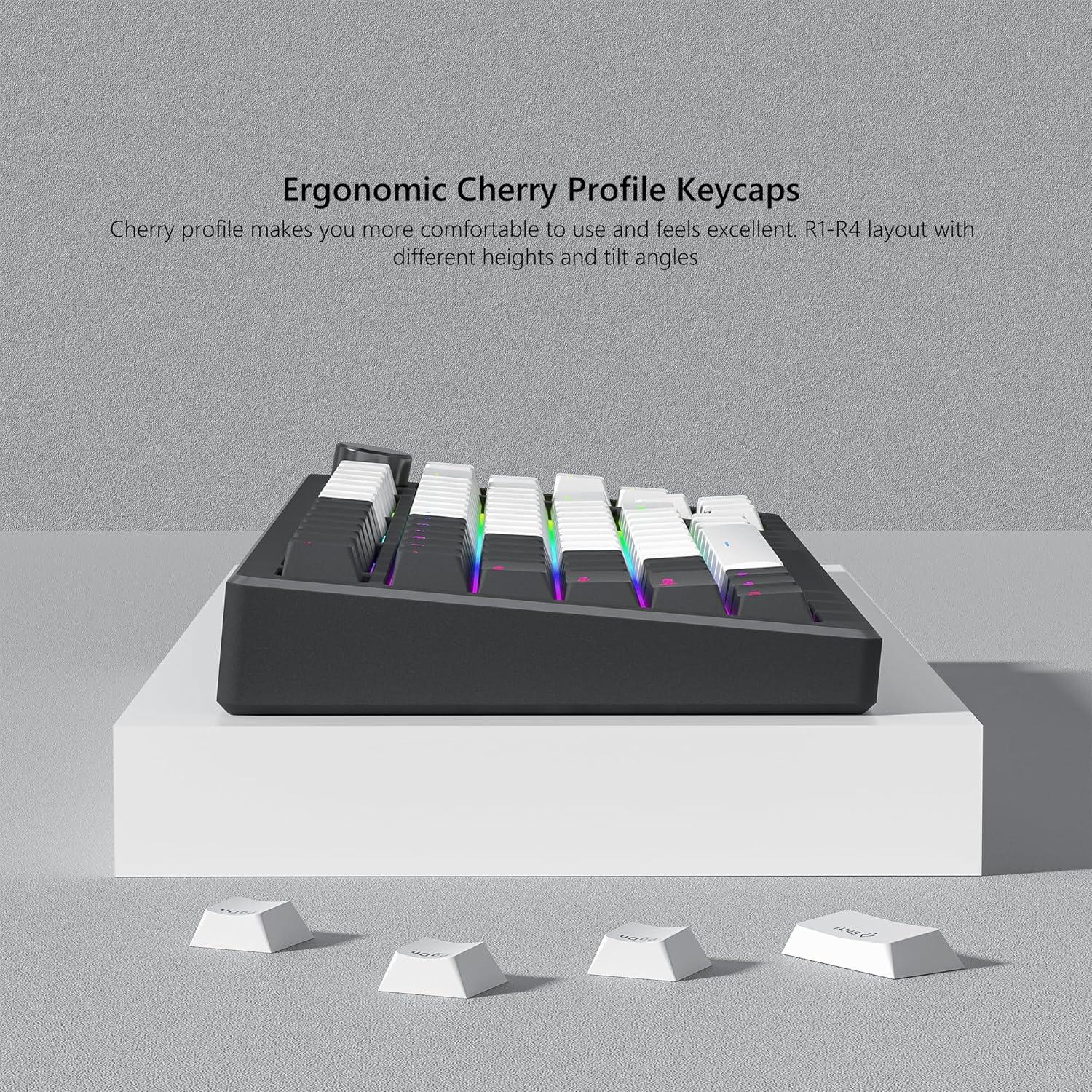 Juego de Teclas Womier PBT Cherry 124 Teclas RGB Negro Blanco