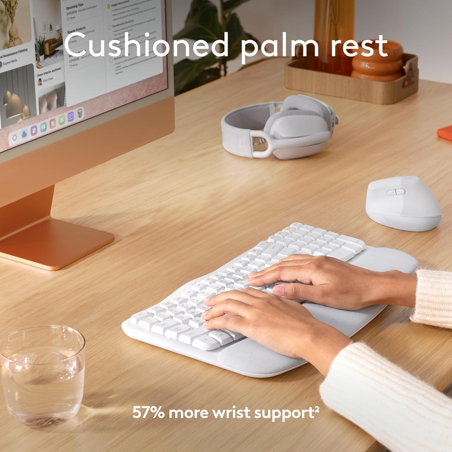 Teclado Ergonómico Inalámbrico Logitech Wave para Mac - Blanco