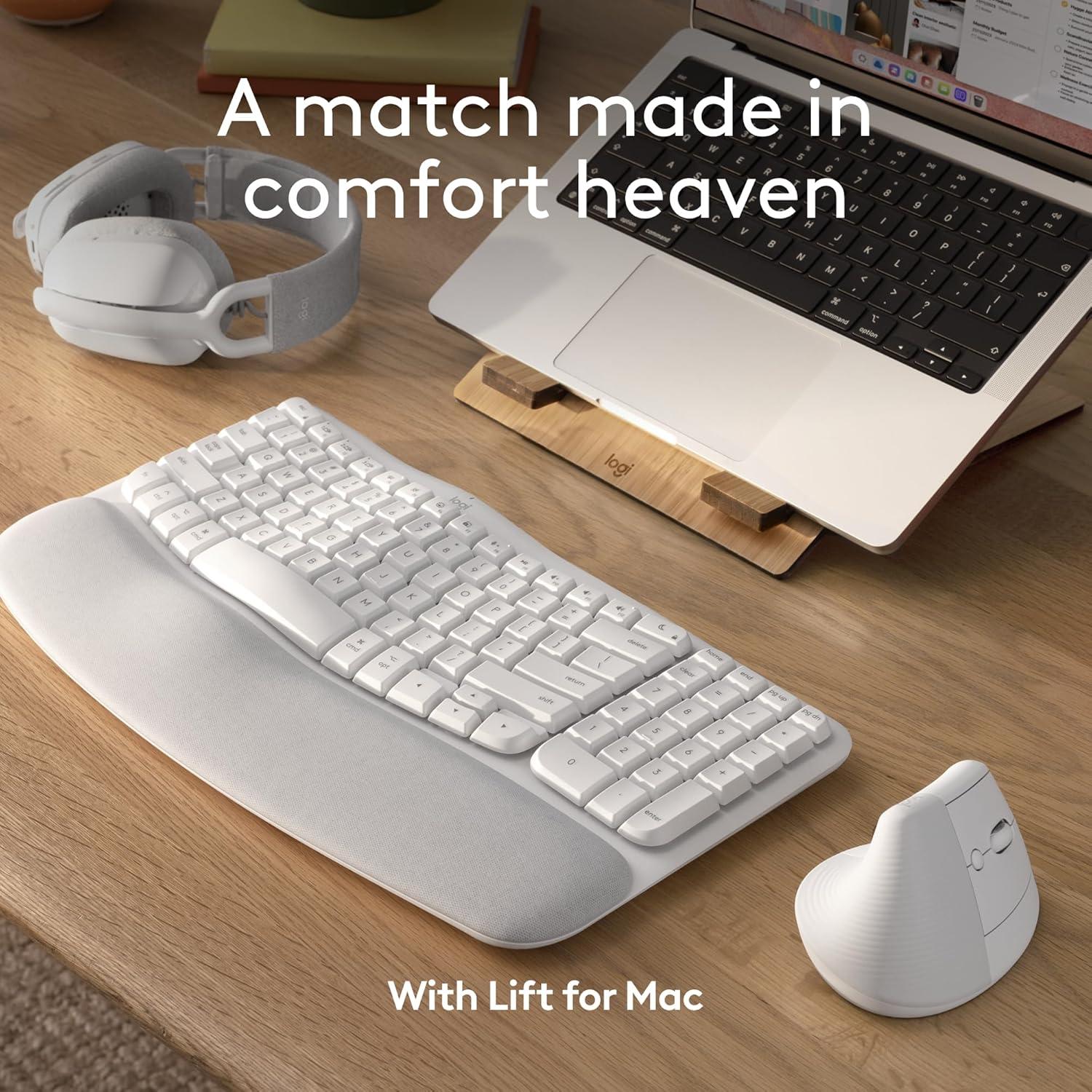 Teclado Ergonómico Inalámbrico Logitech Wave para Mac - Blanco