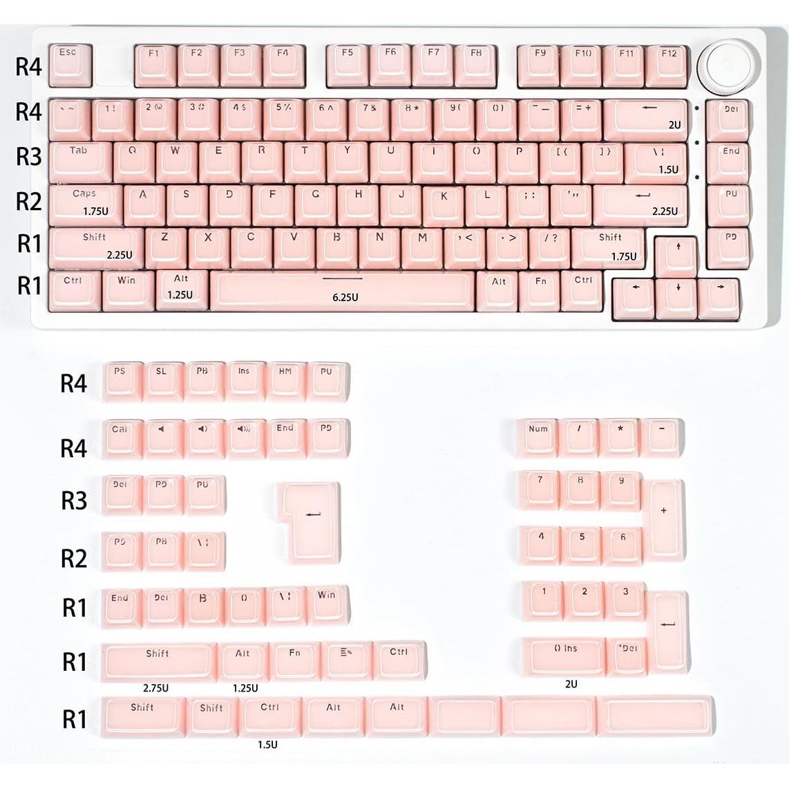 Conjunto de Teclas Mecánicas SUEHIODHY Rosa 135 Teclas