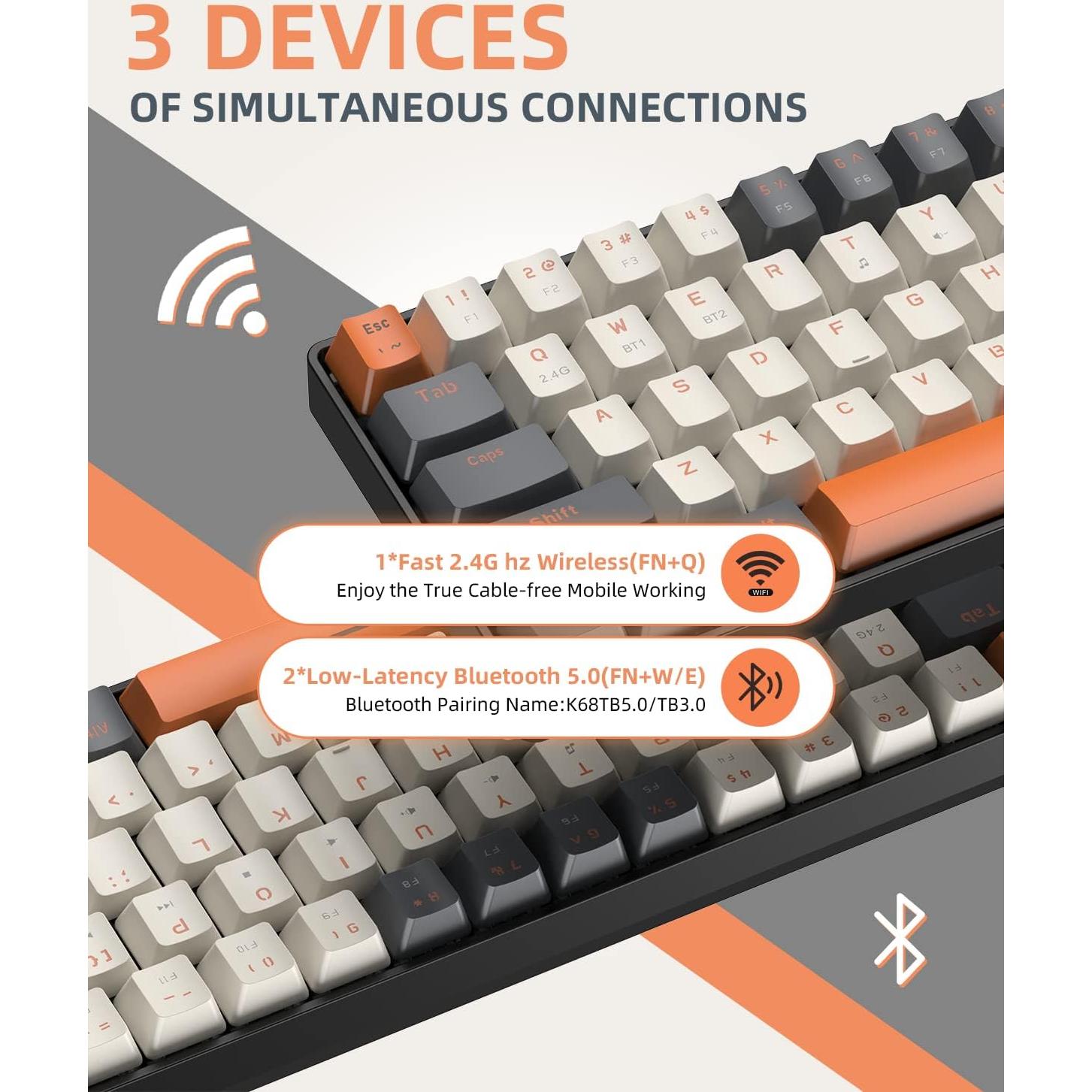 Teclado Mecánico Inalámbrico ZIYOU LANG RK68 60% Bluetooth 5.0