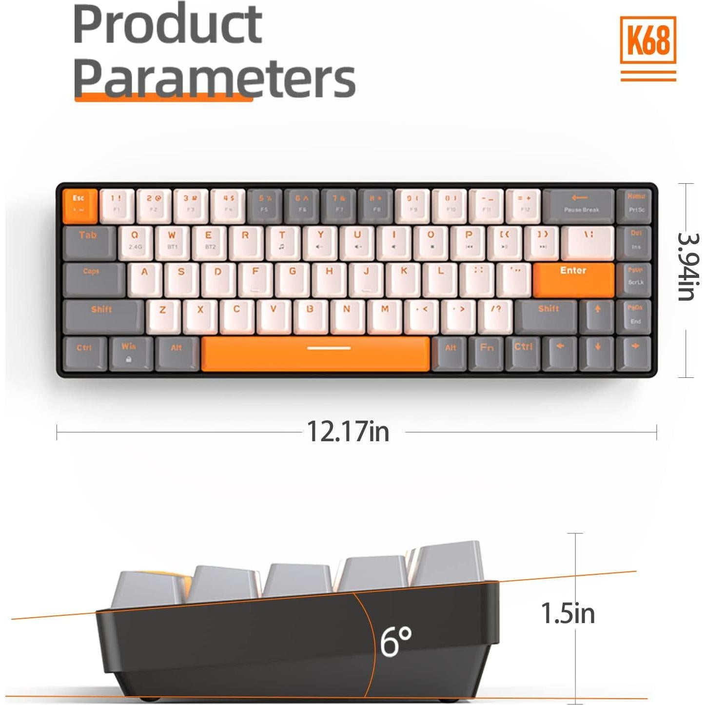 Teclado Mecánico Inalámbrico ZIYOU LANG RK68 60% Bluetooth 5.0