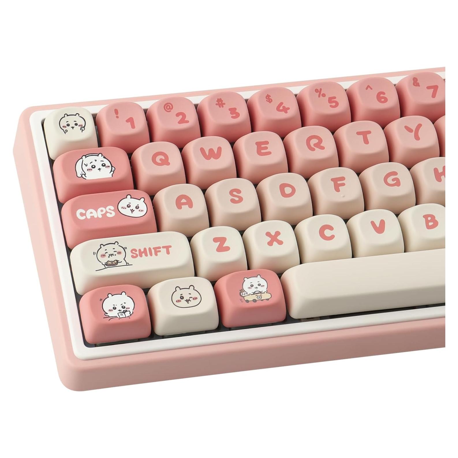 Juego de Teclas Mecánicas PBT 139 Teclas Rosa Kawaii Tyrixki