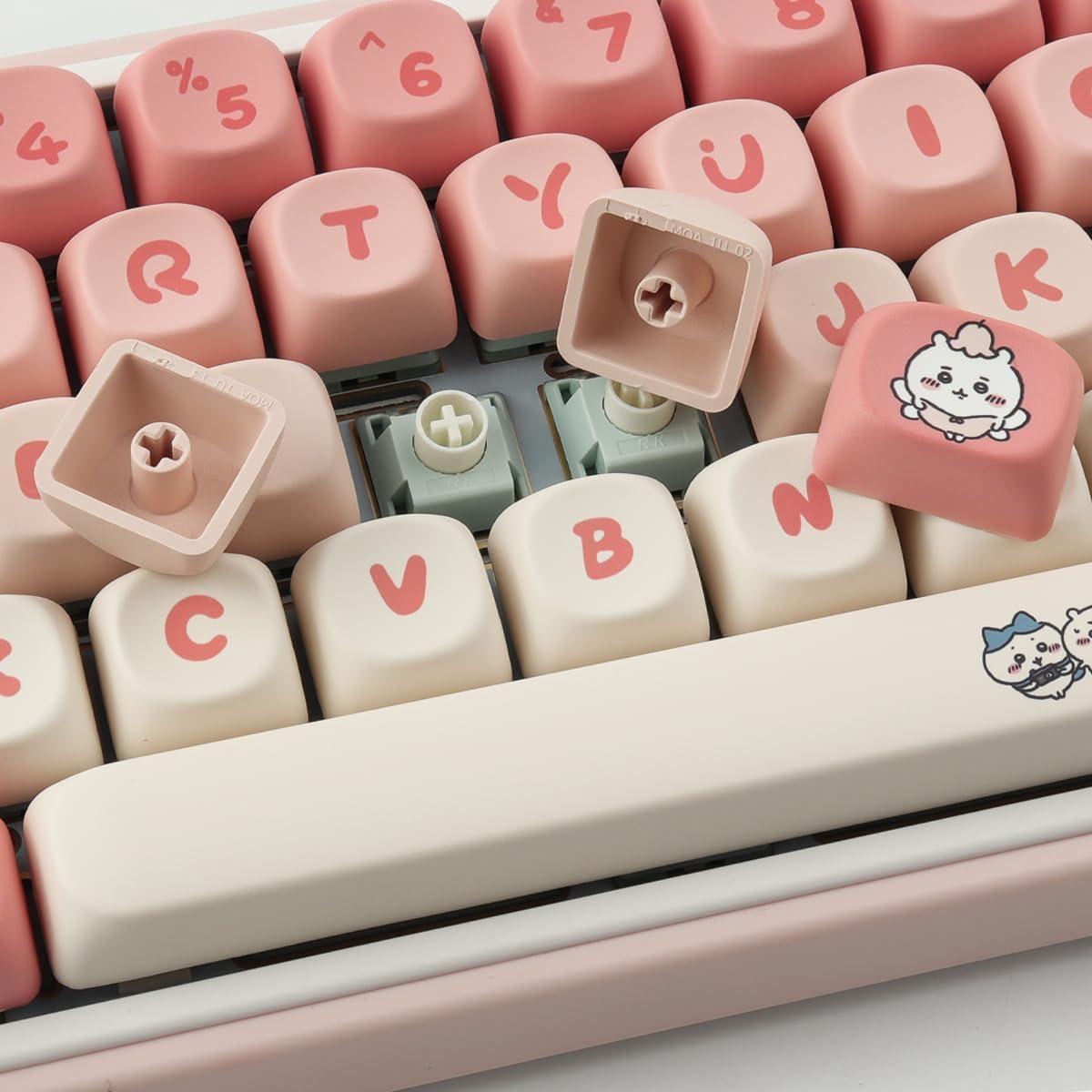 Juego de Teclas Mecánicas PBT 139 Teclas Rosa Kawaii Tyrixki