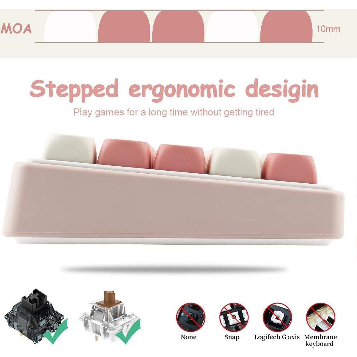 Juego de Teclas Mecánicas PBT 139 Teclas Rosa Kawaii Tyrixki